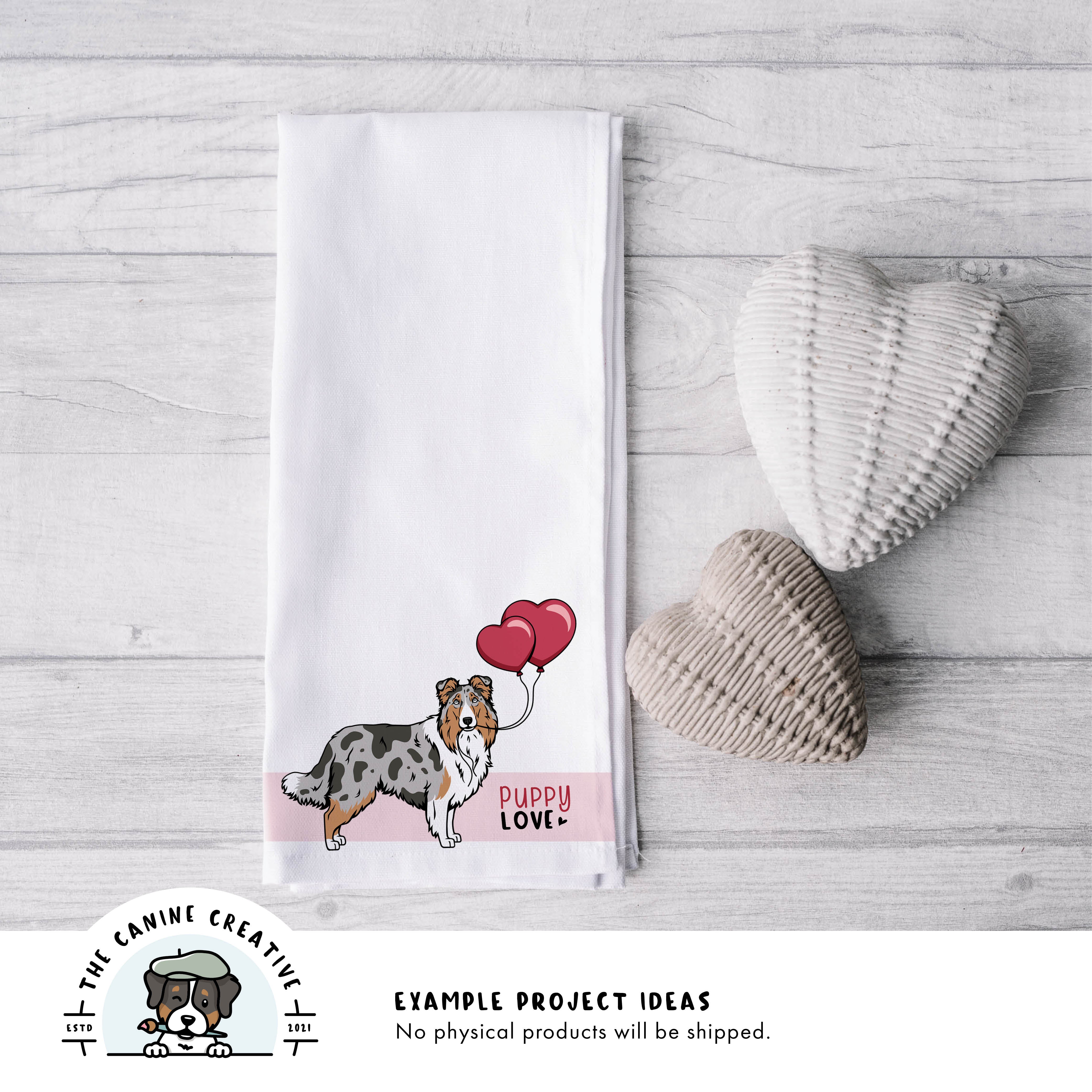 Example project idea showing design on a tea towel.