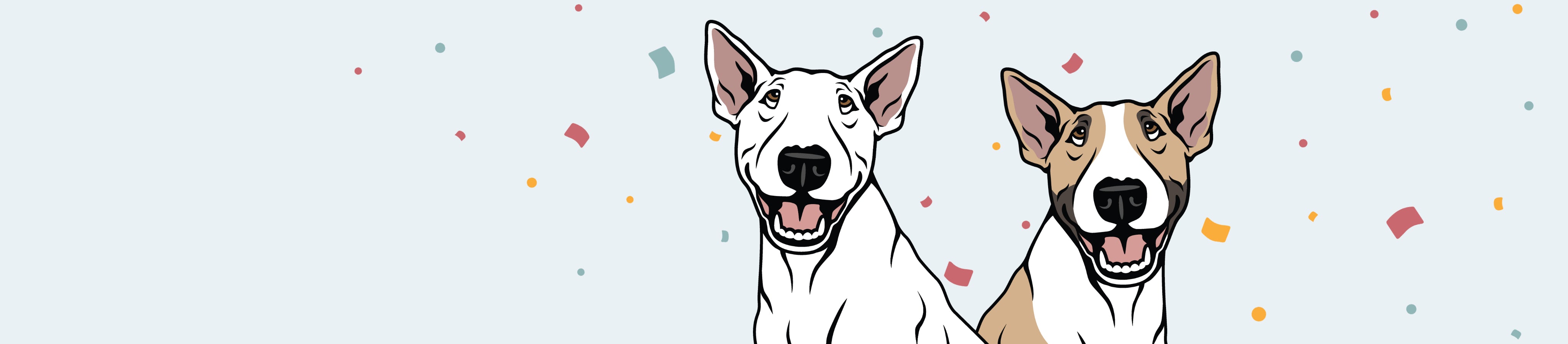 Illustrations showing our latest breed: Bull Terriers