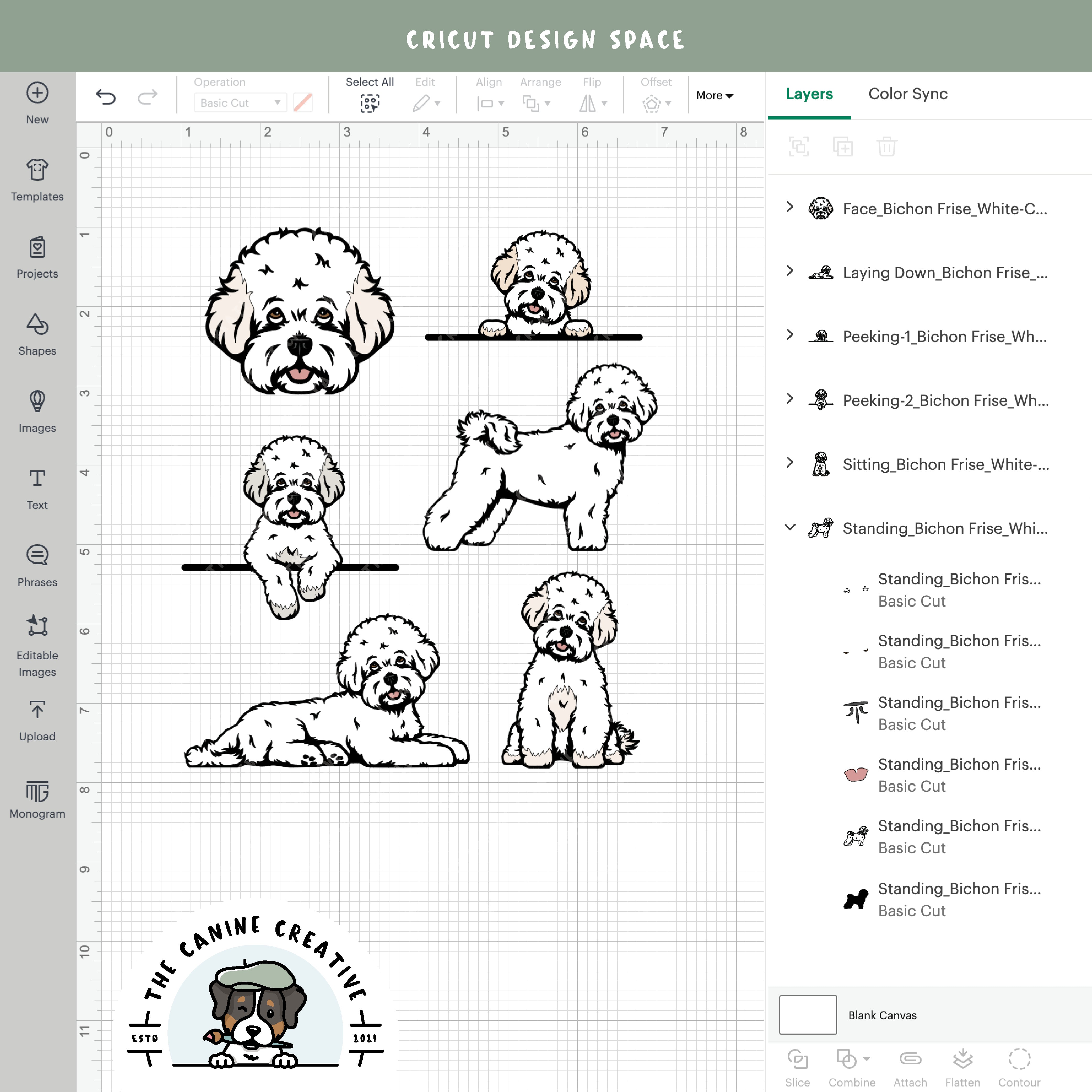 Screenshot showing design layers inside Cricut Design Space.