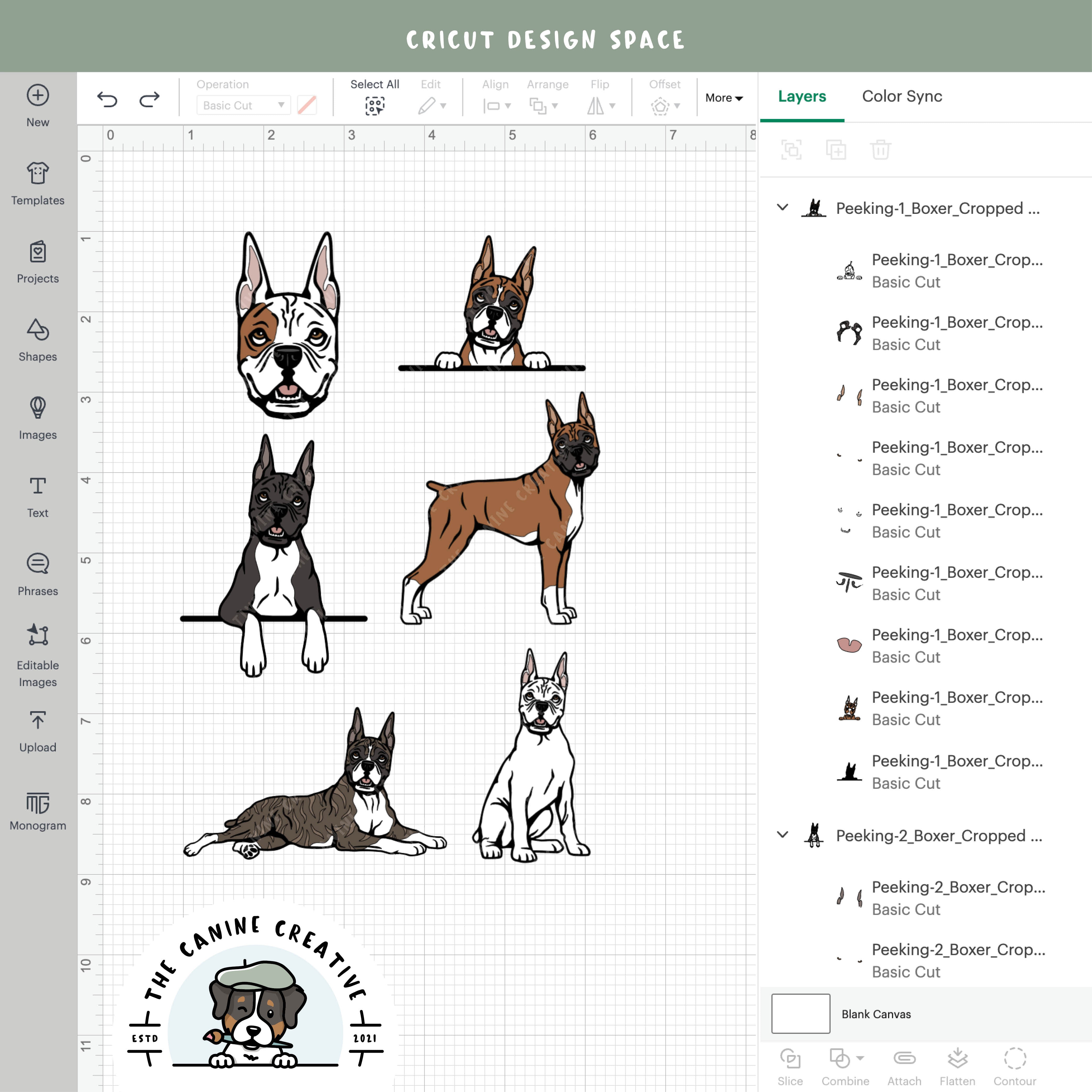 Screenshot showing design layers inside Cricut Design Space.