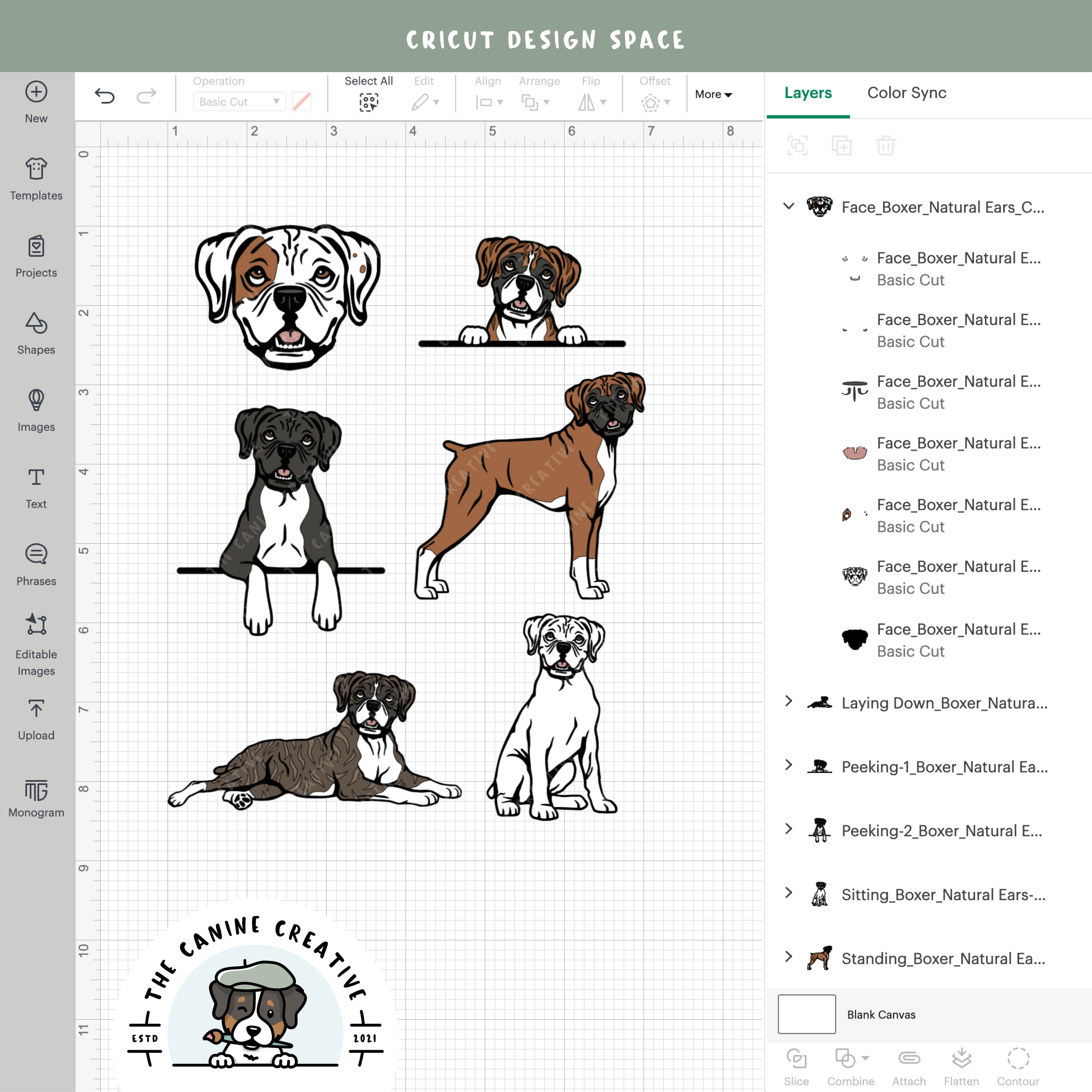 Screenshot showing design layers inside Cricut Design Space.