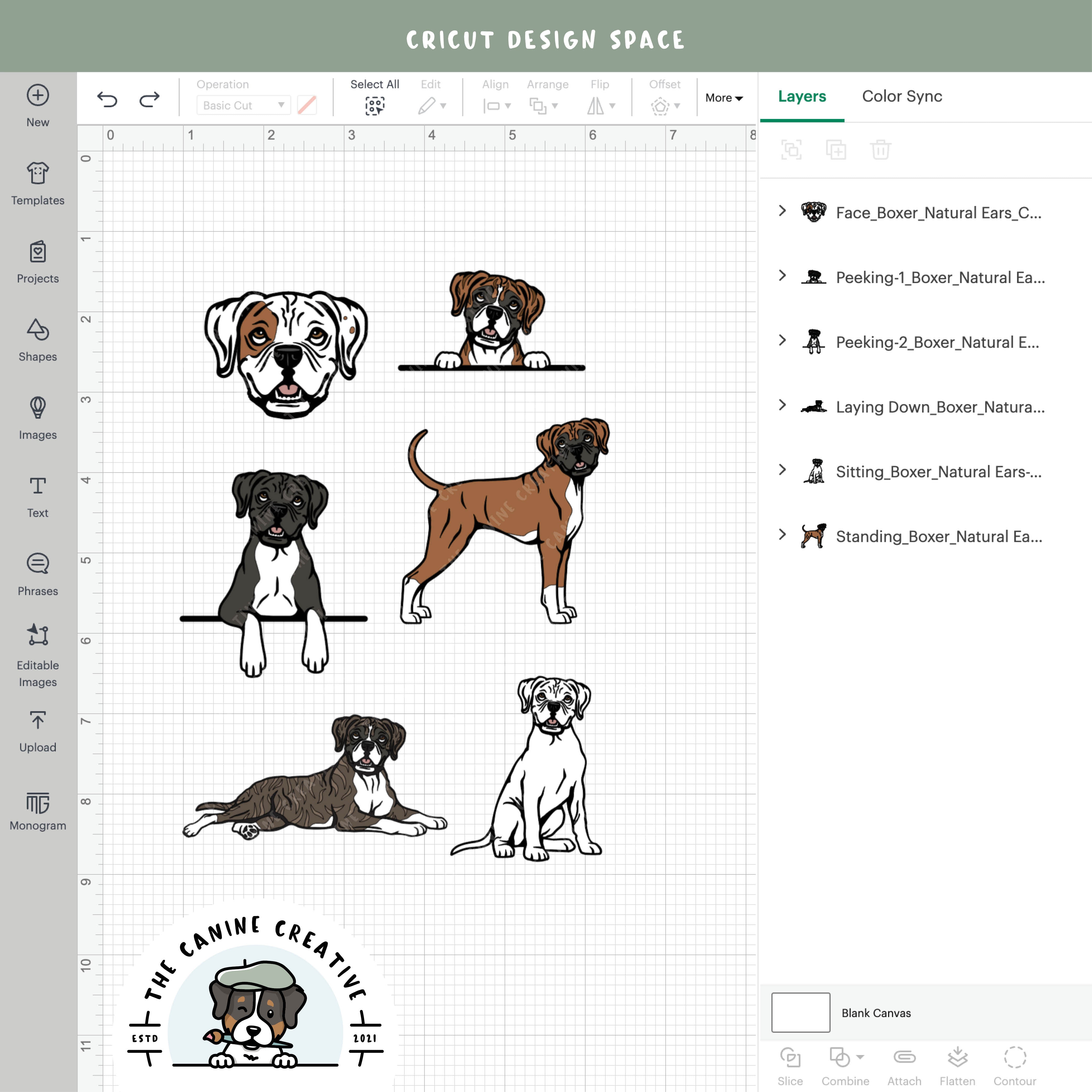 Screenshot showing design layers inside Cricut Design Space.