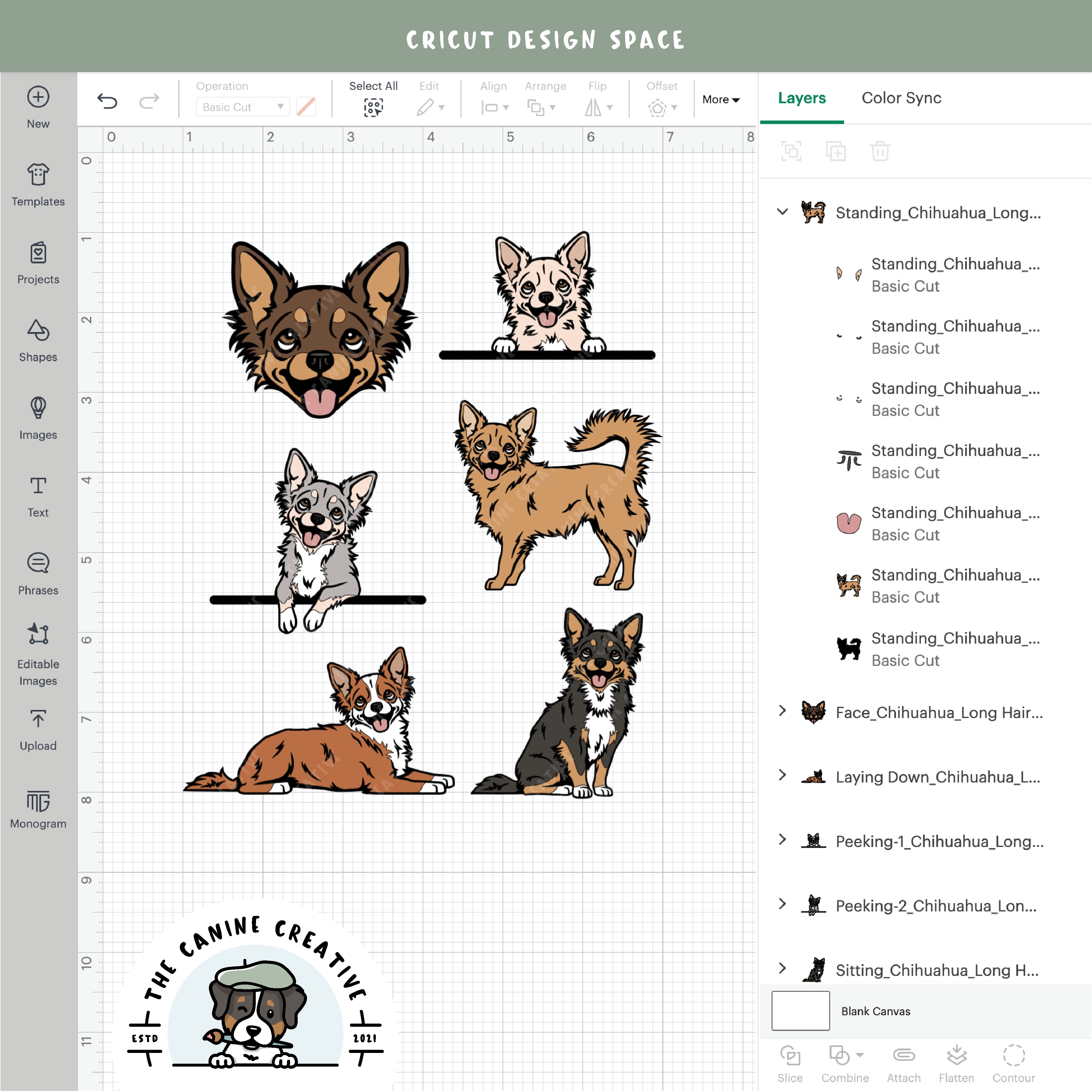 Screenshot showing design layers inside Cricut Design Space.