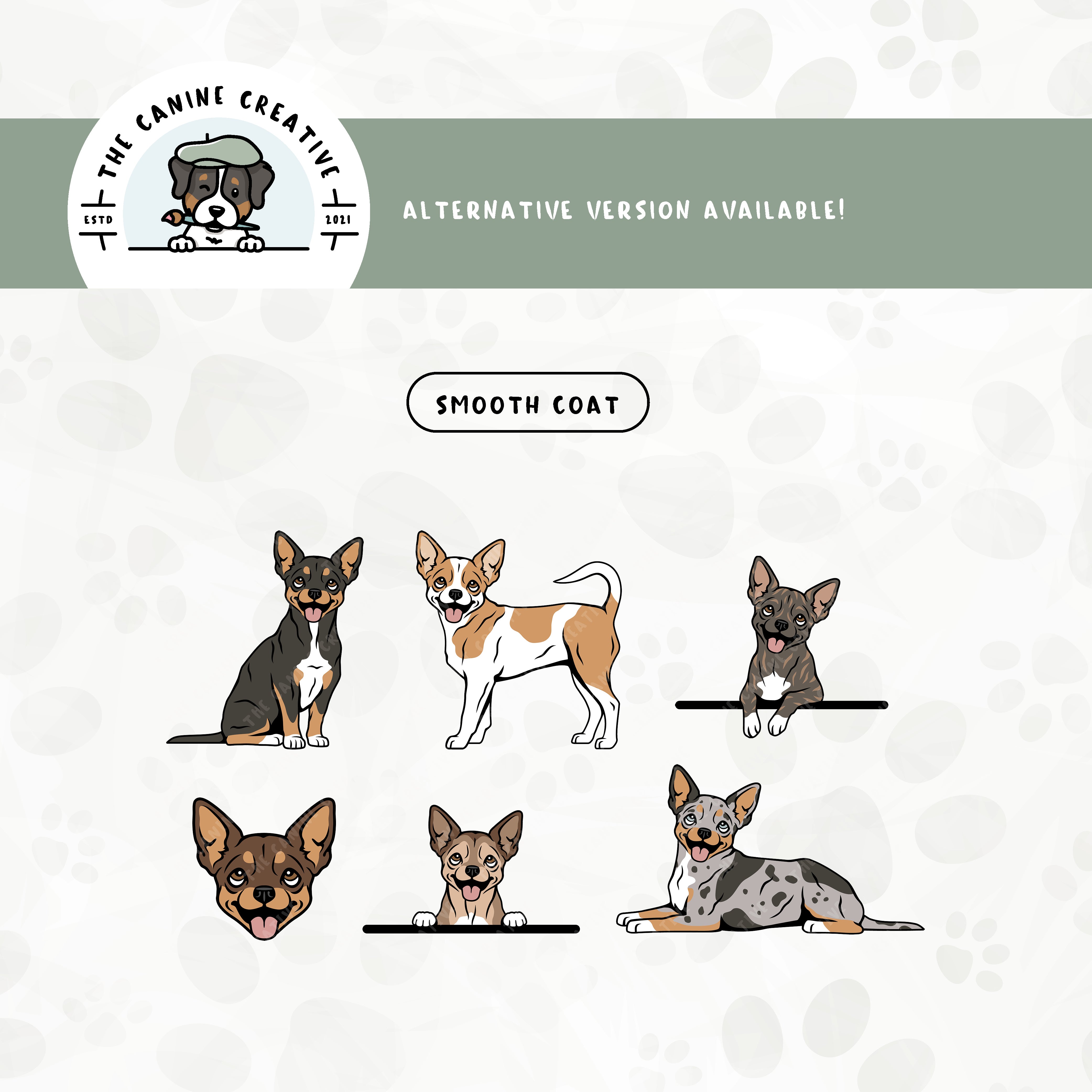 A Smooth coat version is also available for this Chihuahua design bundle.