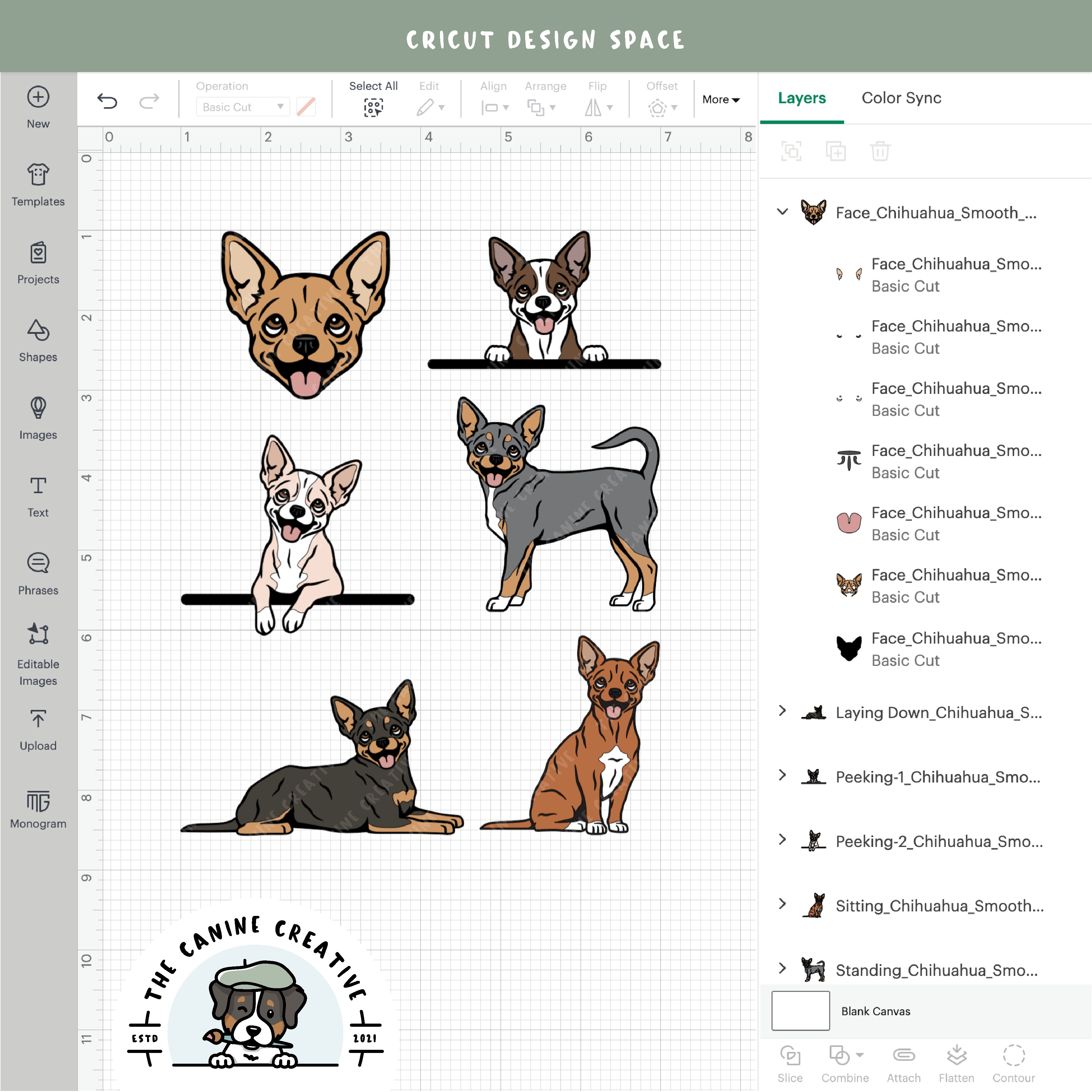 Screenshot showing design layers inside Cricut Design Space.