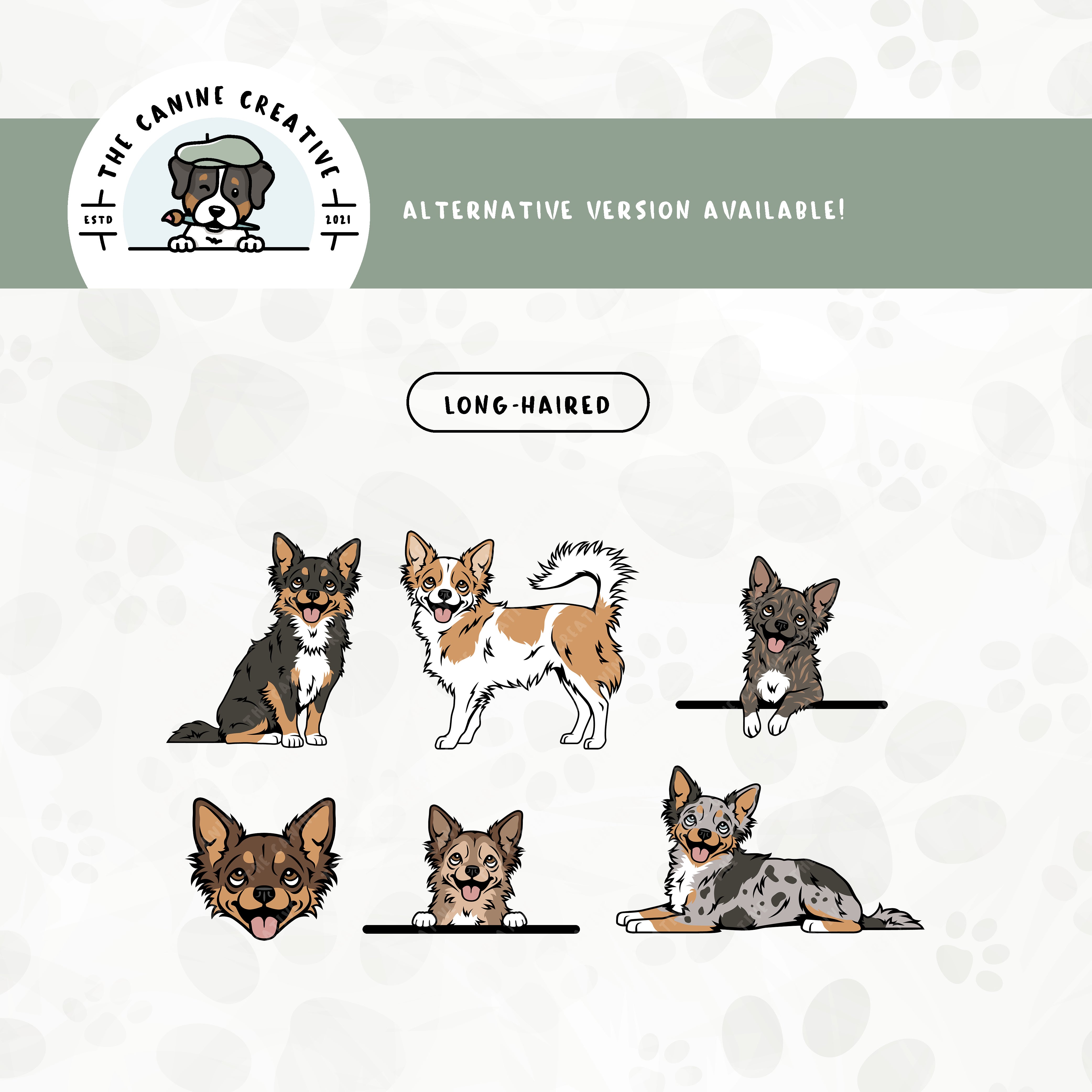 A long haired version is also available for this Chihuahua design bundle.
