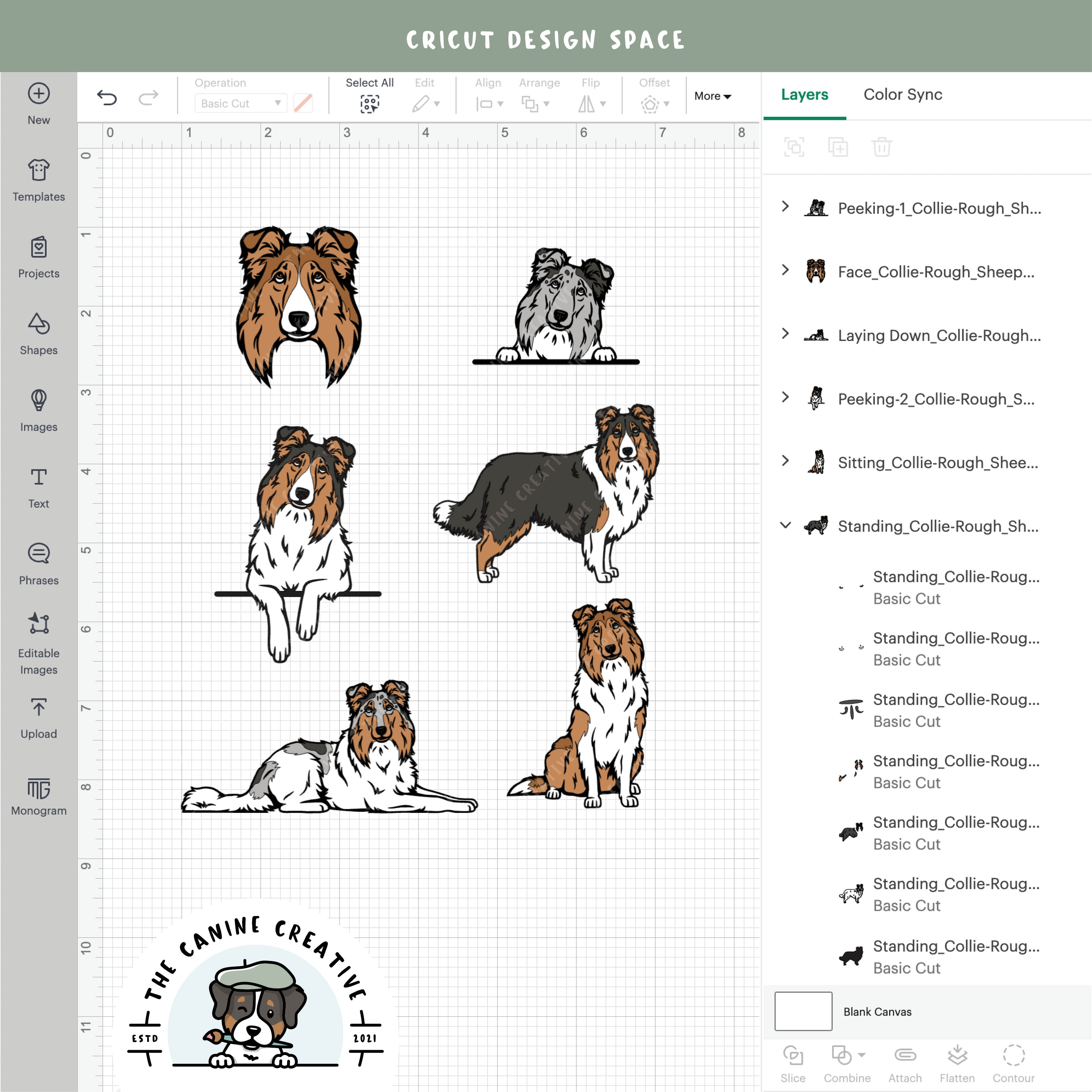 Screenshot showing design layers inside Cricut Design Space.