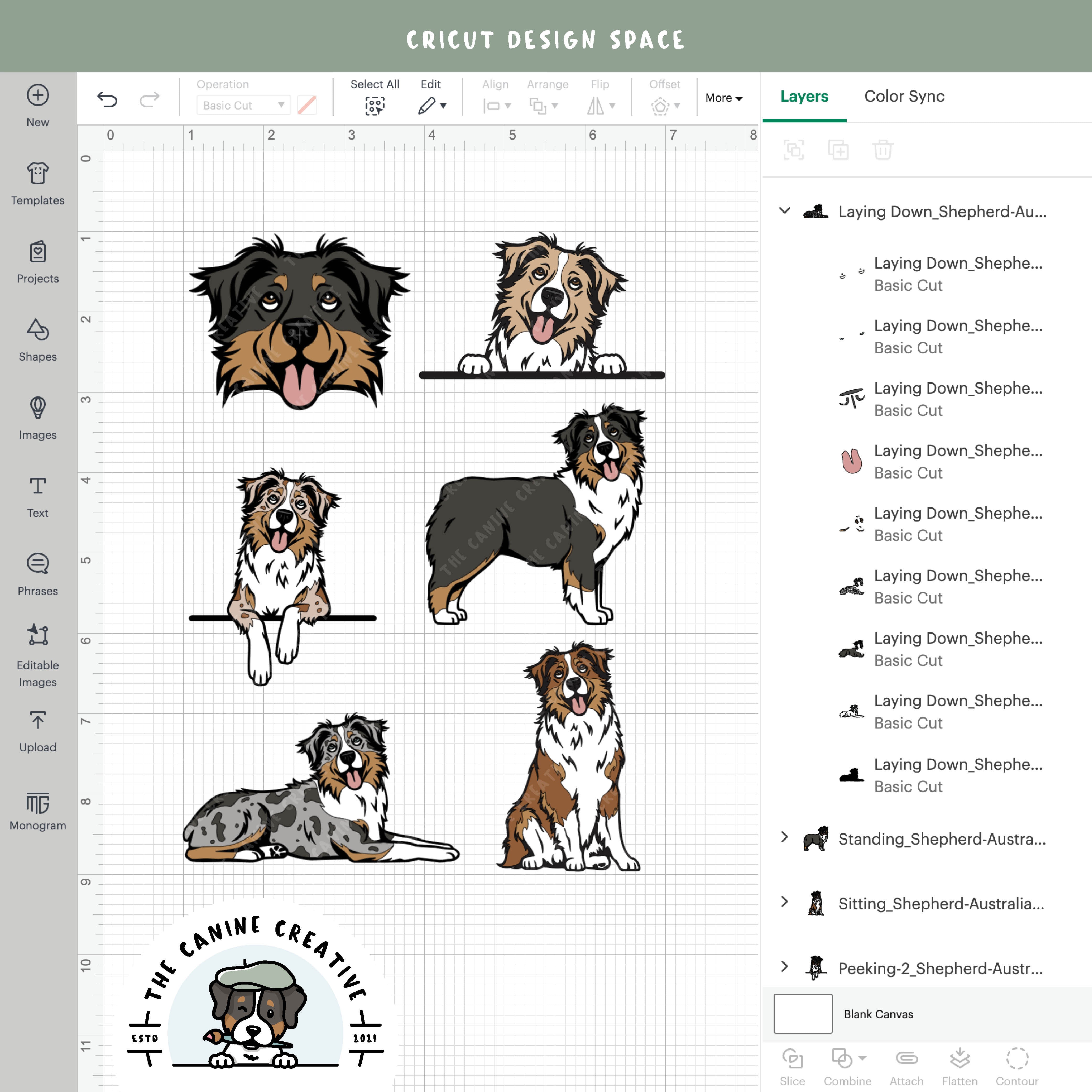 Screenshot showing design layers inside Cricut Design Space.