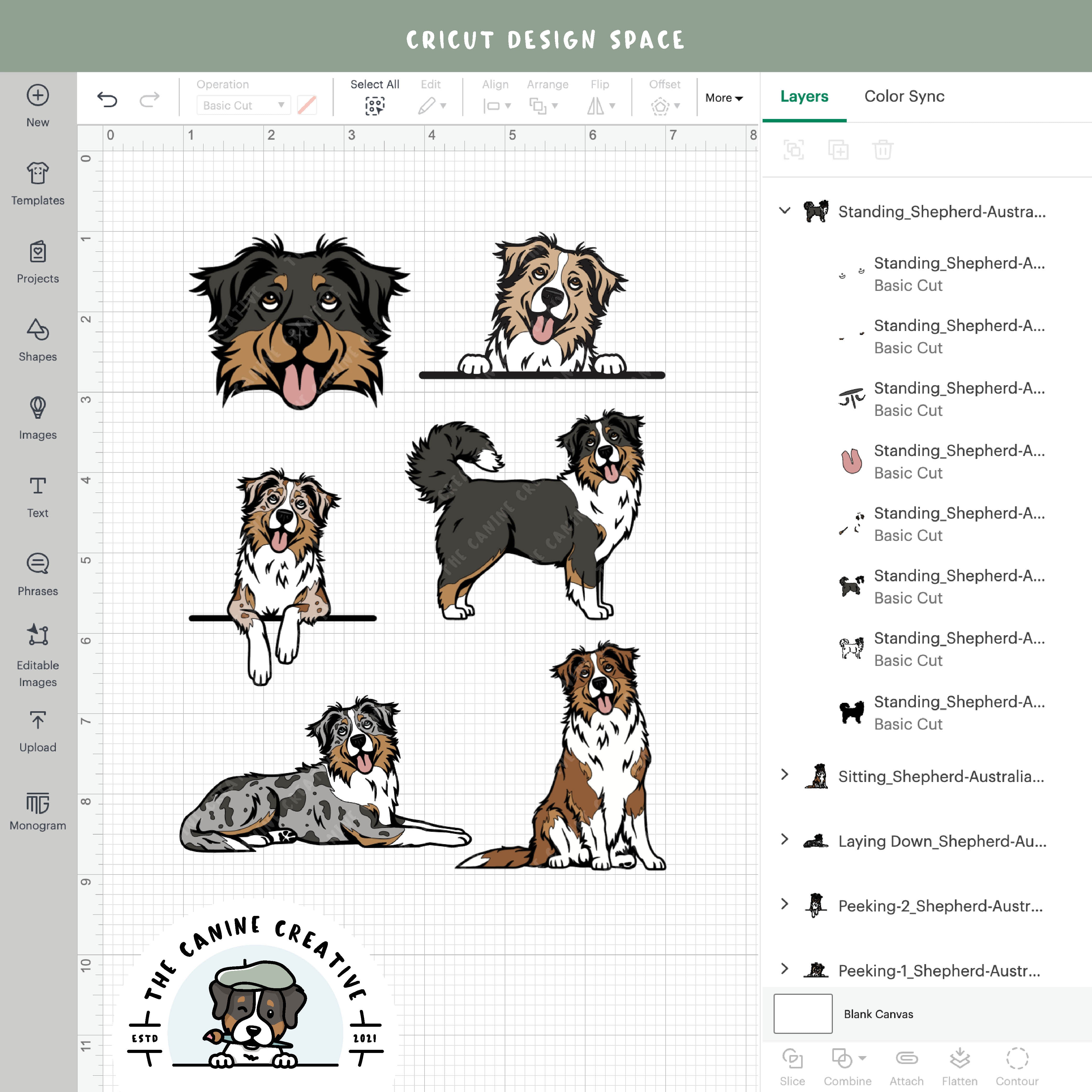 Screenshot showing design layers inside Cricut Design Space.