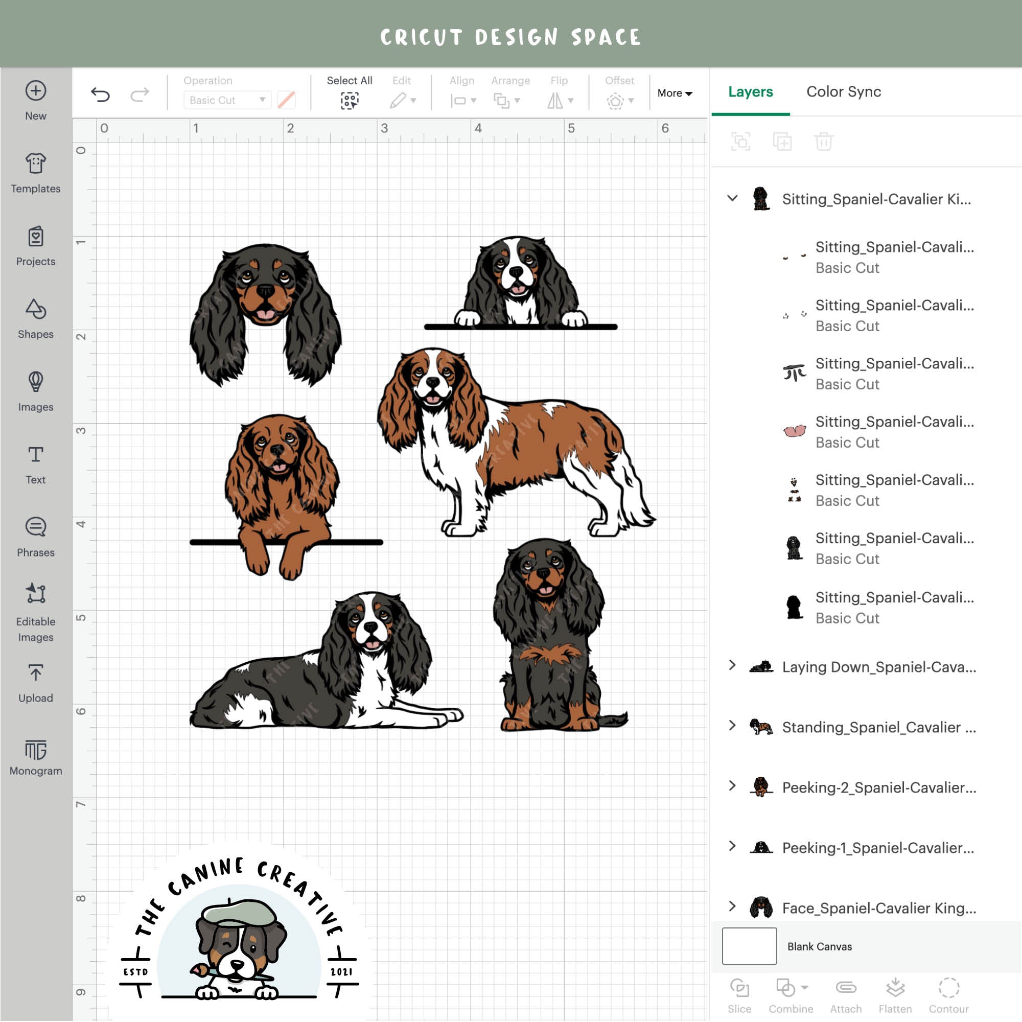 Screenshot showing design layers inside Cricut Design Space.