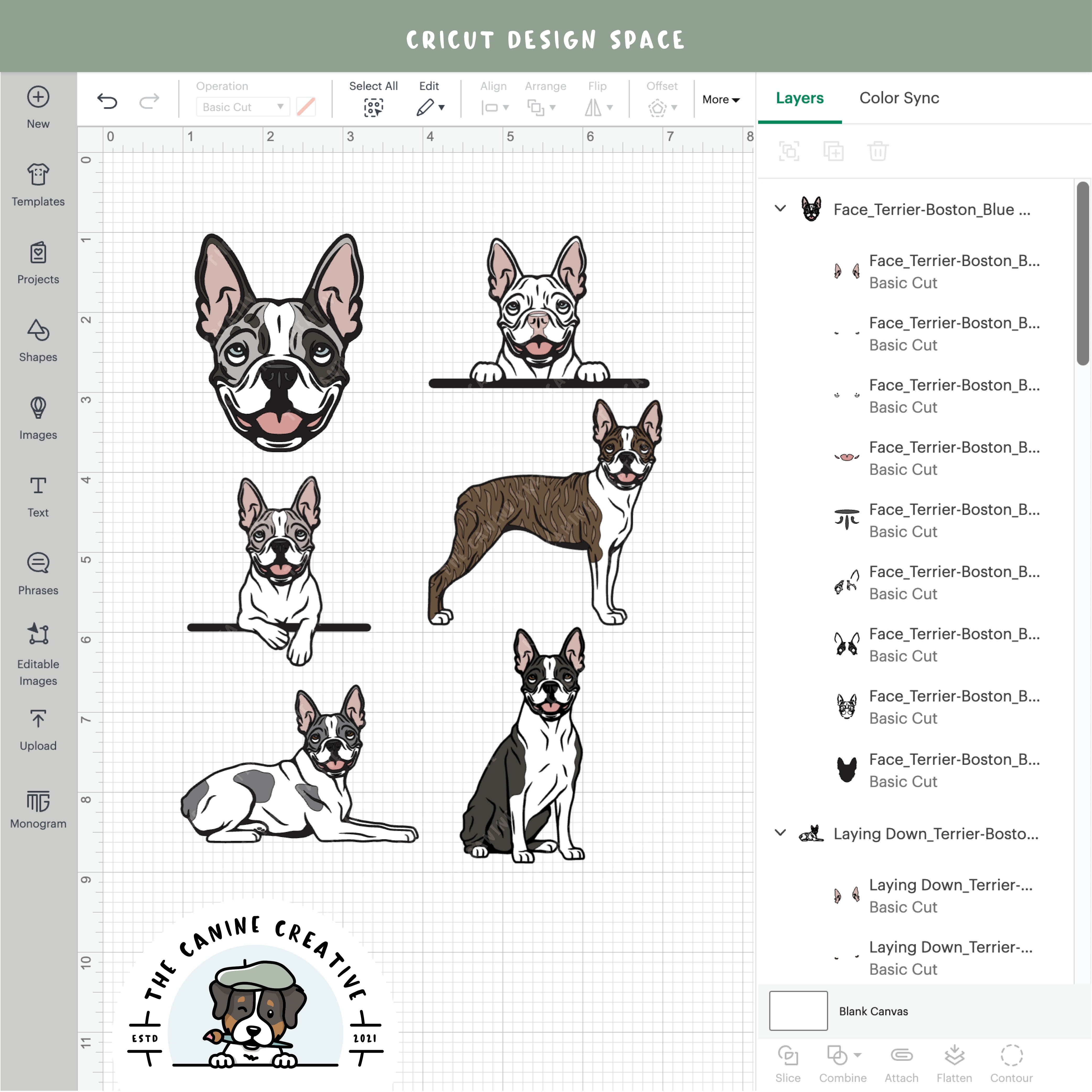 Screenshot showing design layers inside Cricut Design Space.