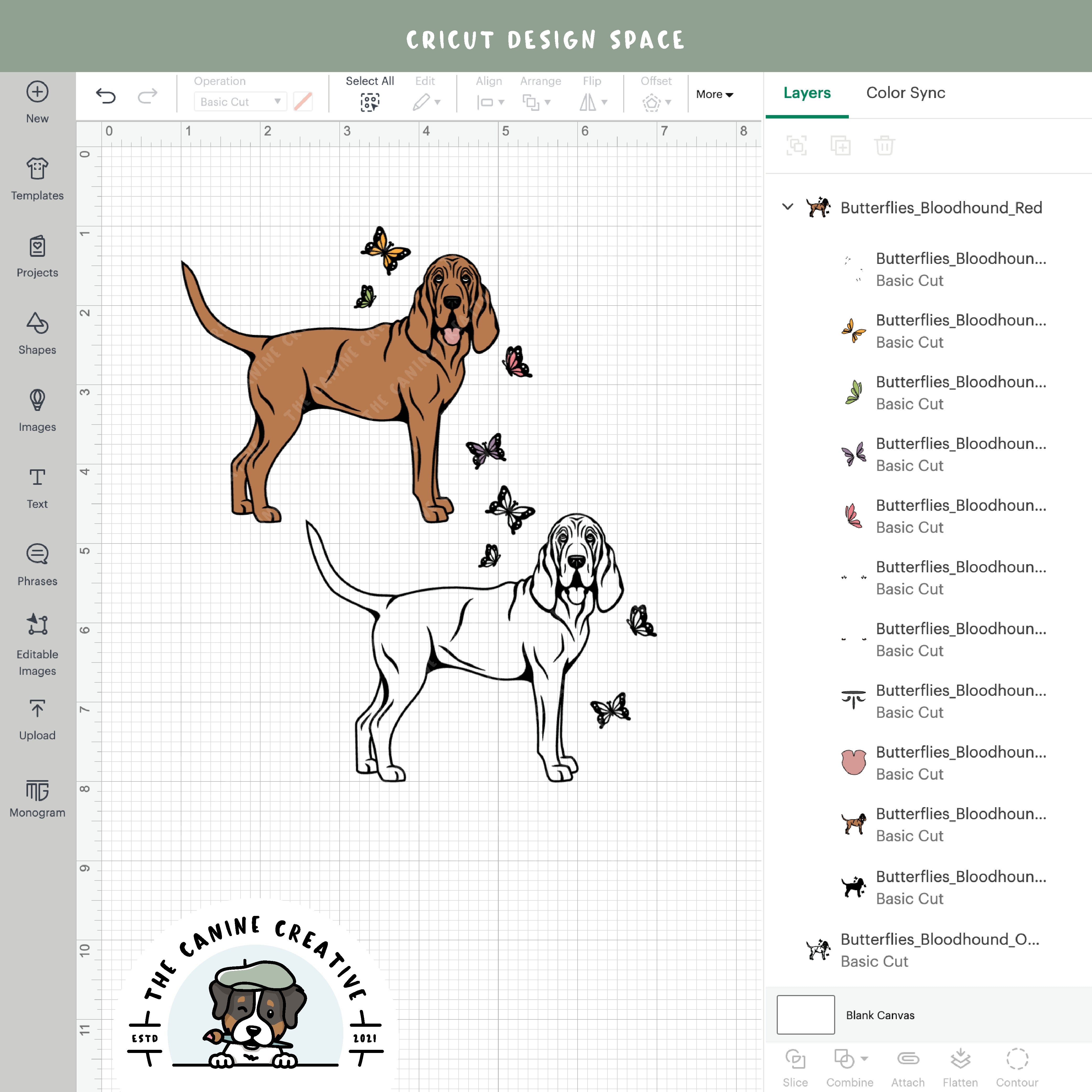 Screenshot showing design layers inside Cricut Design Space.