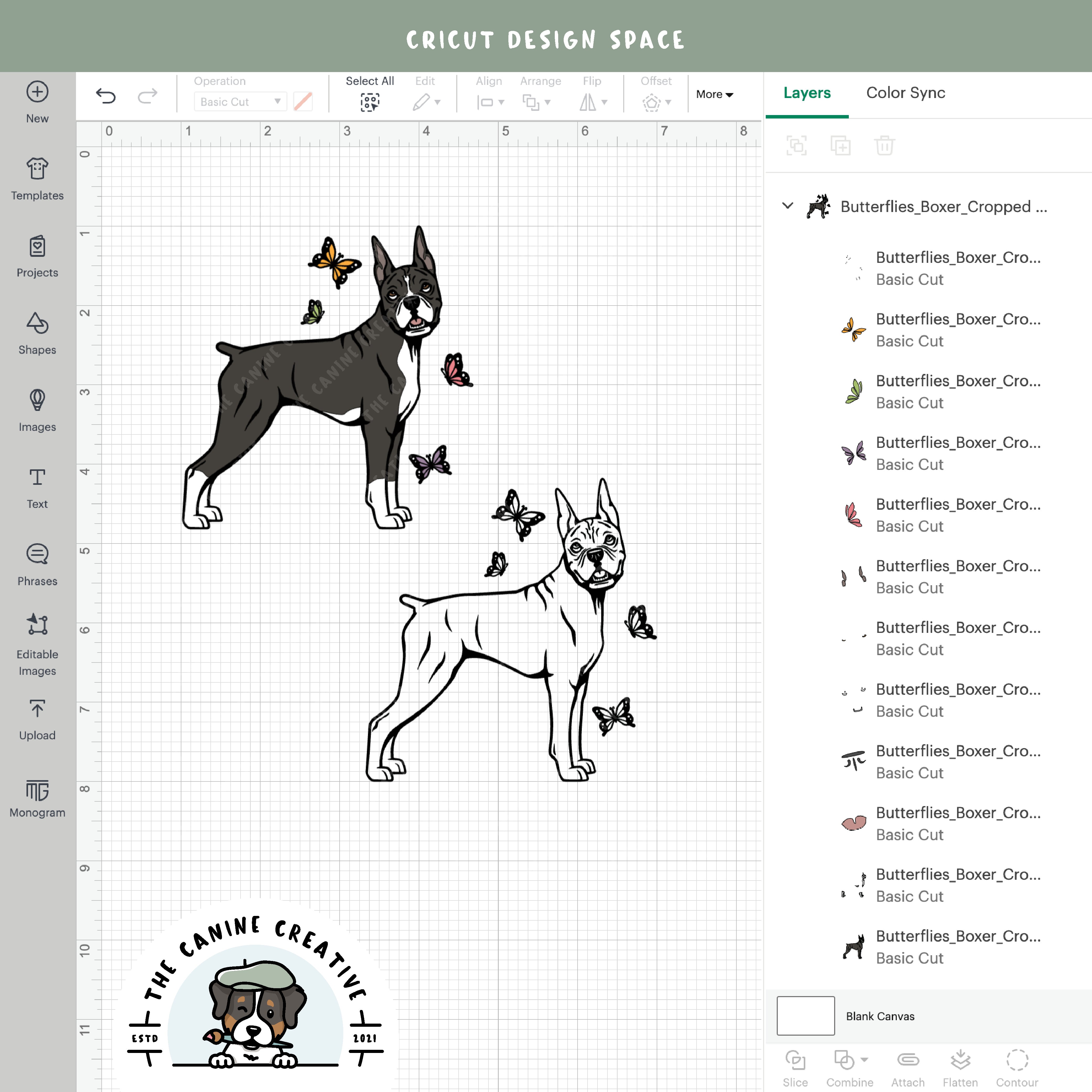 Screenshot showing design layers inside Cricut Design Space.