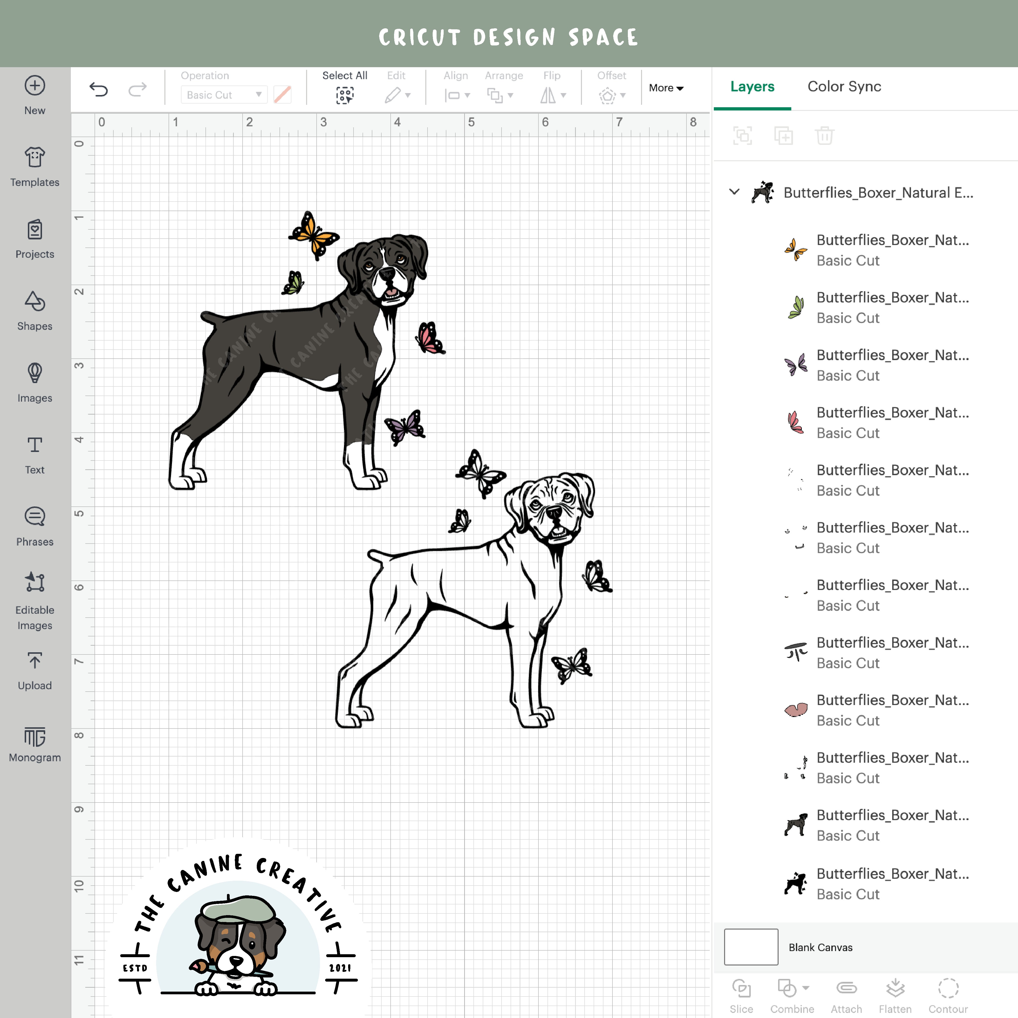 Screenshot showing design layers inside Cricut Design Space.