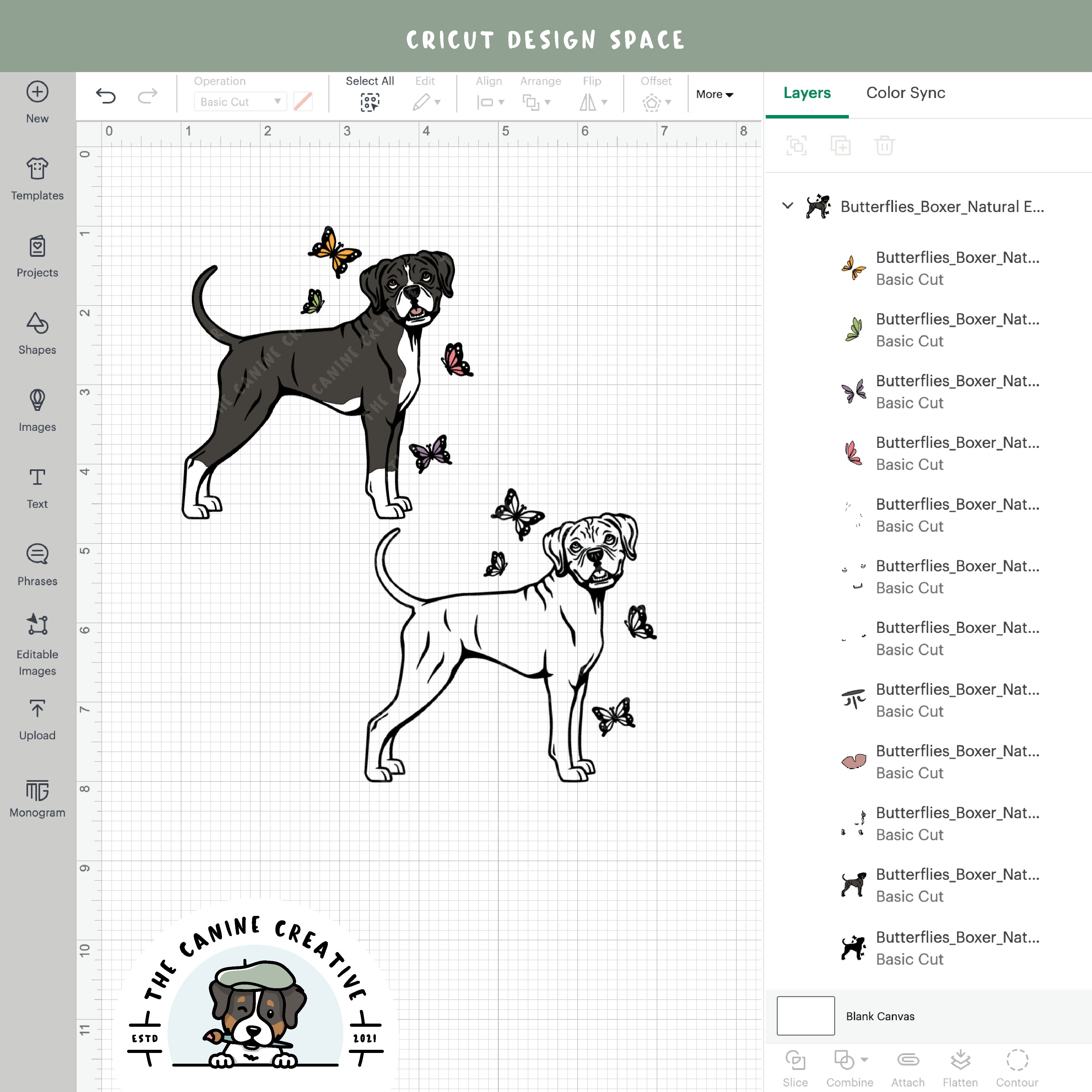 Screenshot showing design layers inside Cricut Design Space.