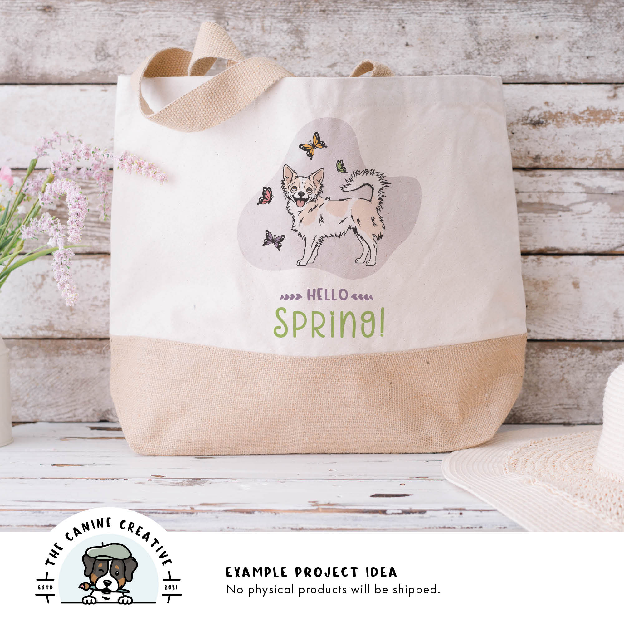 Example project idea showing design on a tote bag.