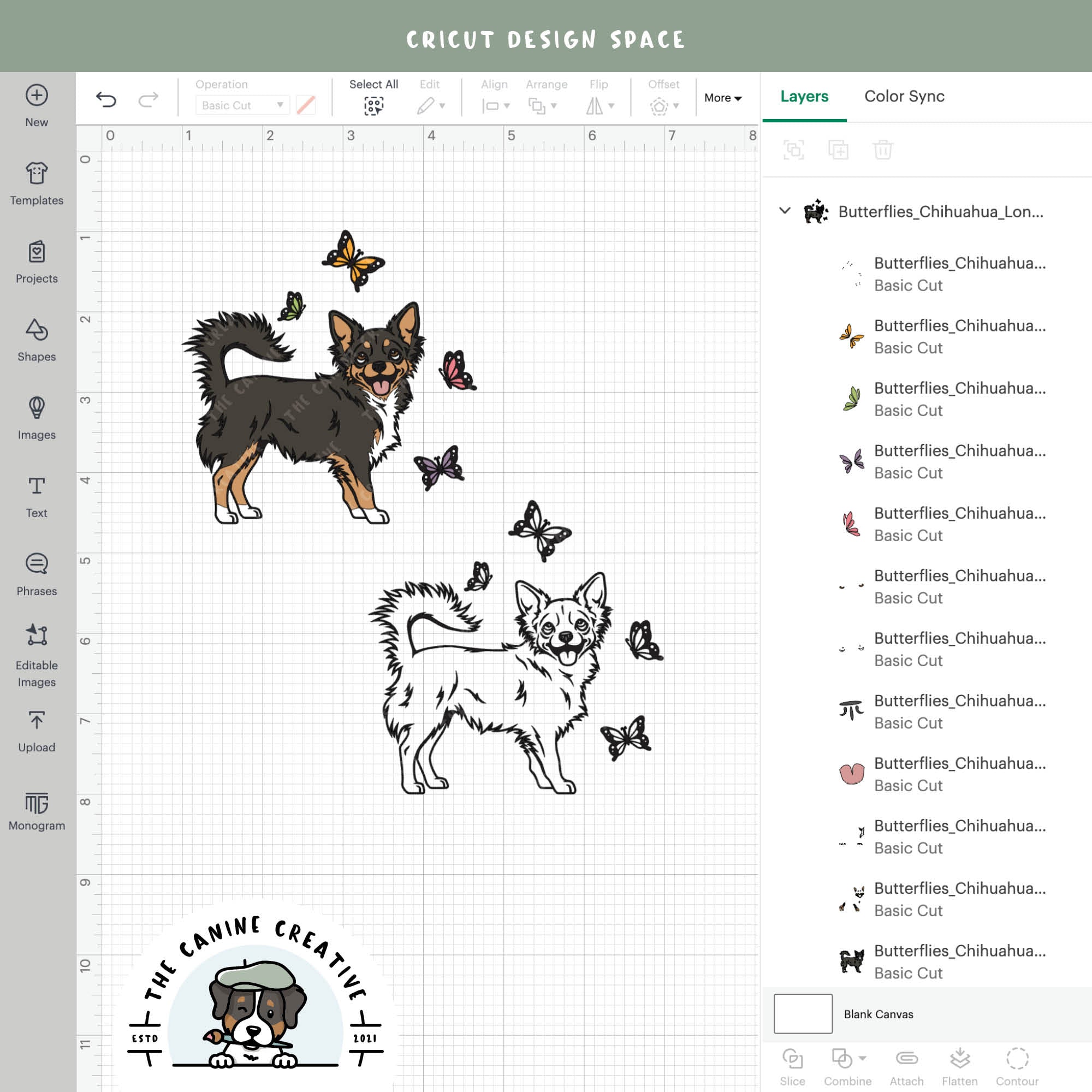 Screenshot showing design layers inside Cricut Design Space.