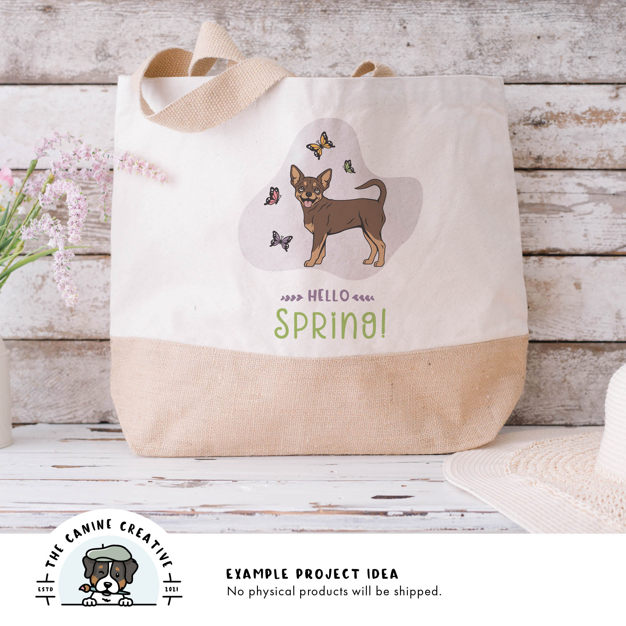 Example project idea showing design on a tote bag.