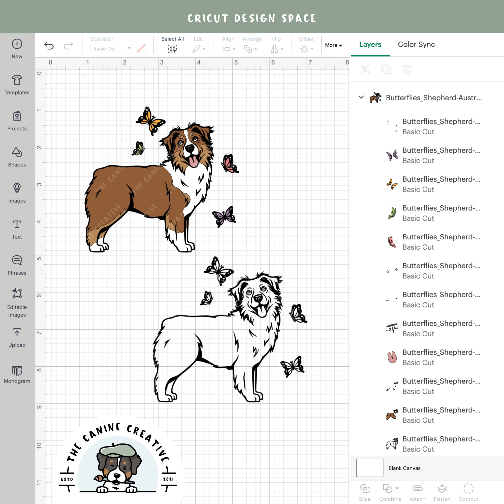 Screenshot showing design layers inside Cricut Design Space.