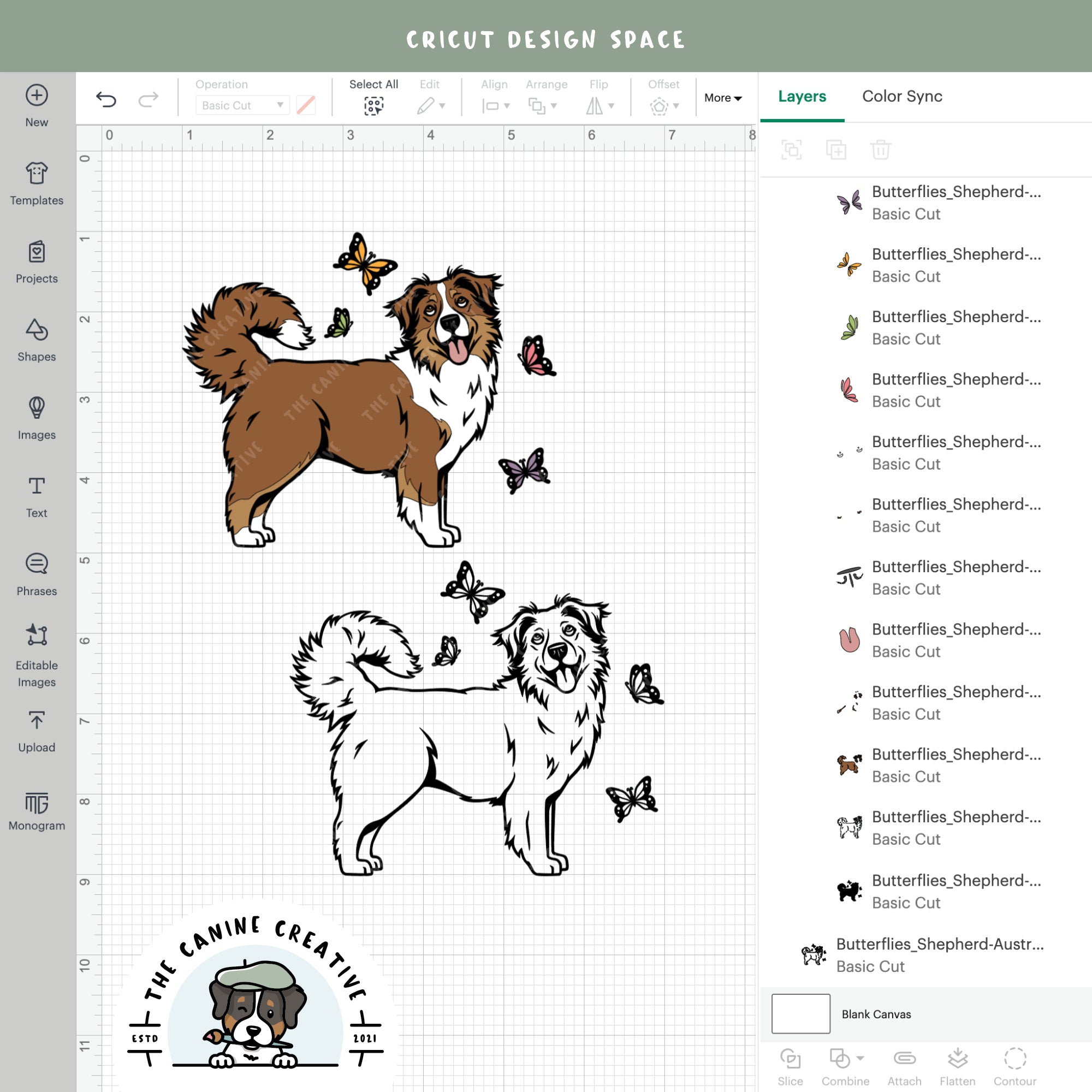 Screenshot showing design layers inside Cricut Design Space.