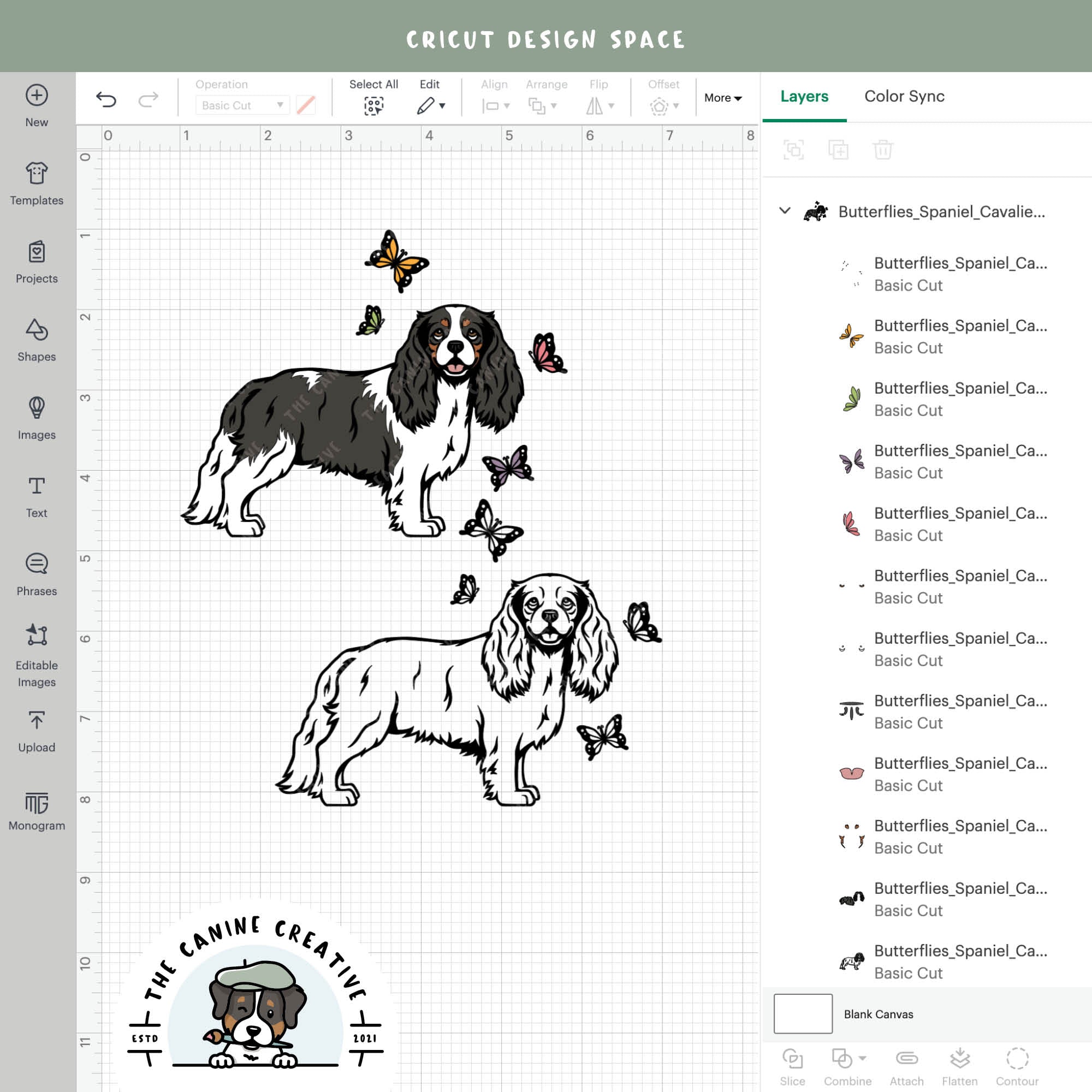 Screenshot showing design layers inside Cricut Design Space.