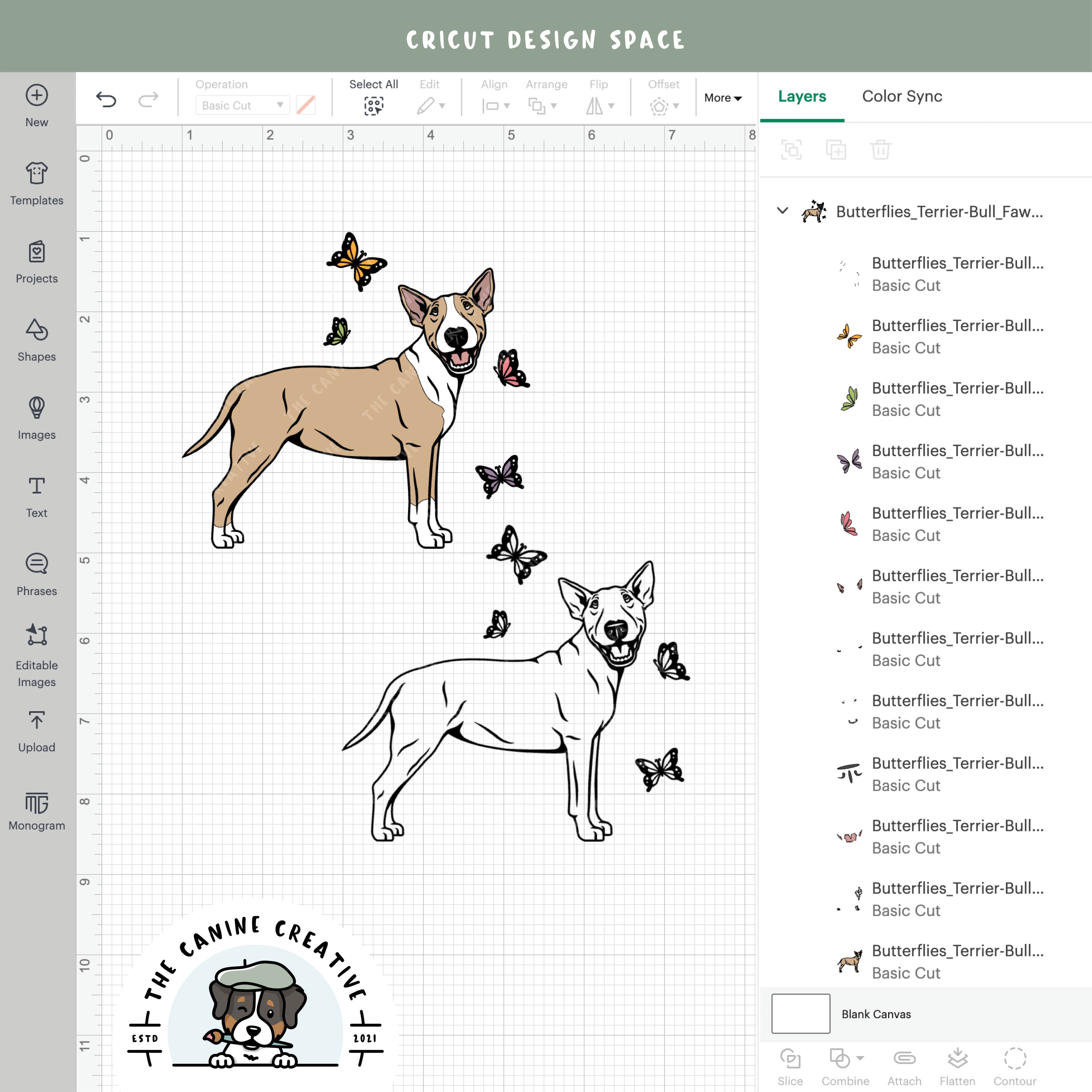 Screenshot showing design layers inside Cricut Design Space.