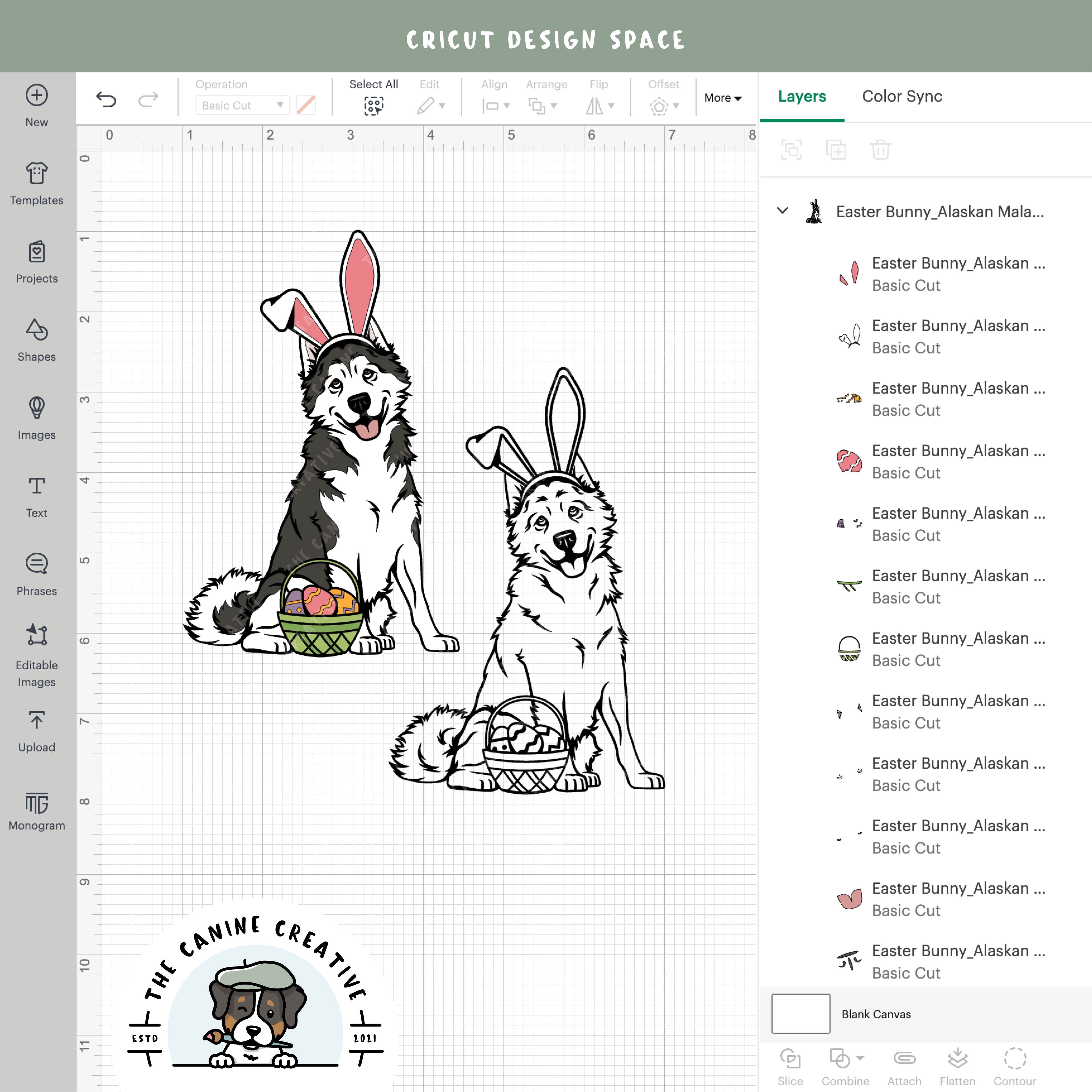 Screenshot showing design layers inside Cricut Design Space.