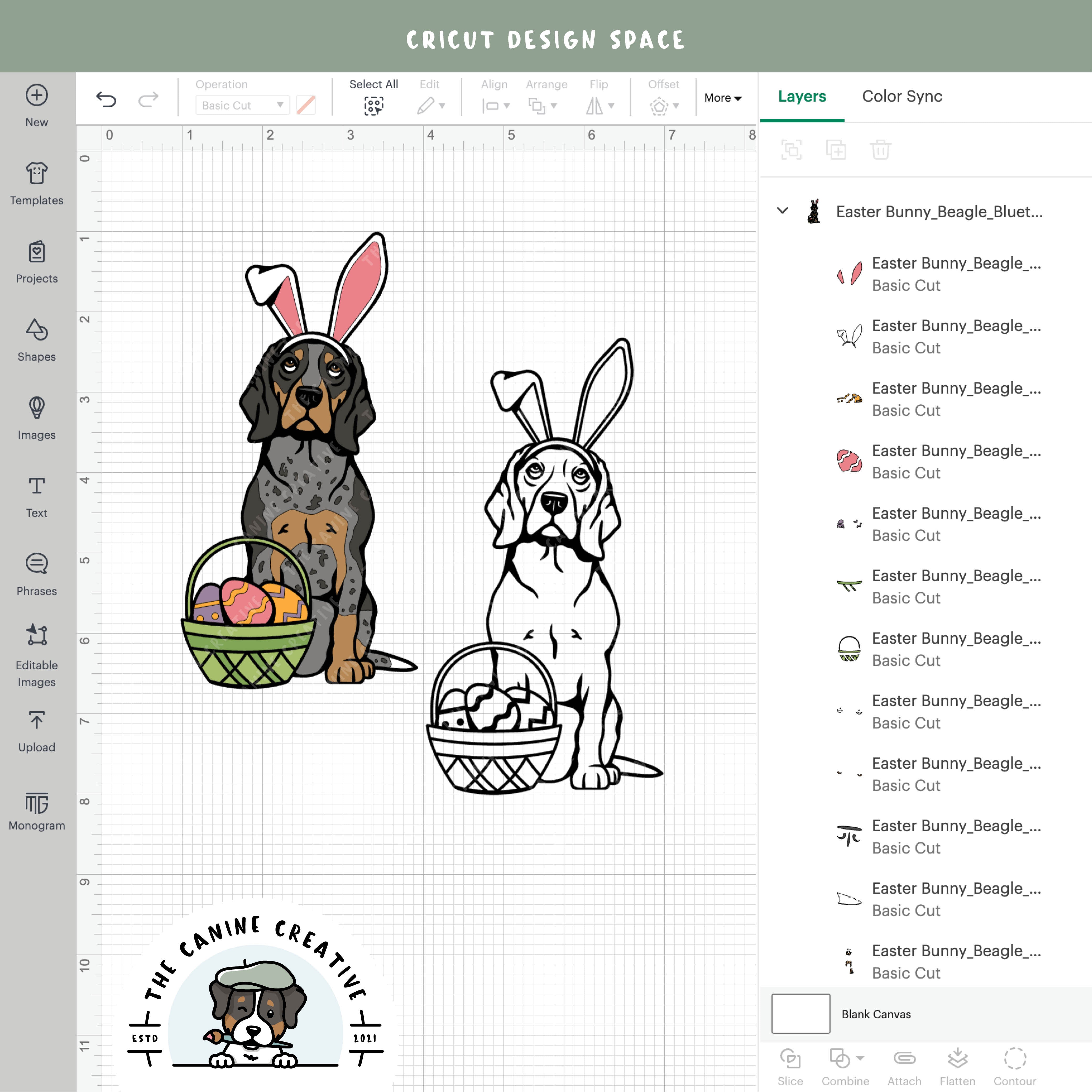 Screenshot showing design layers inside Cricut Design Space.
