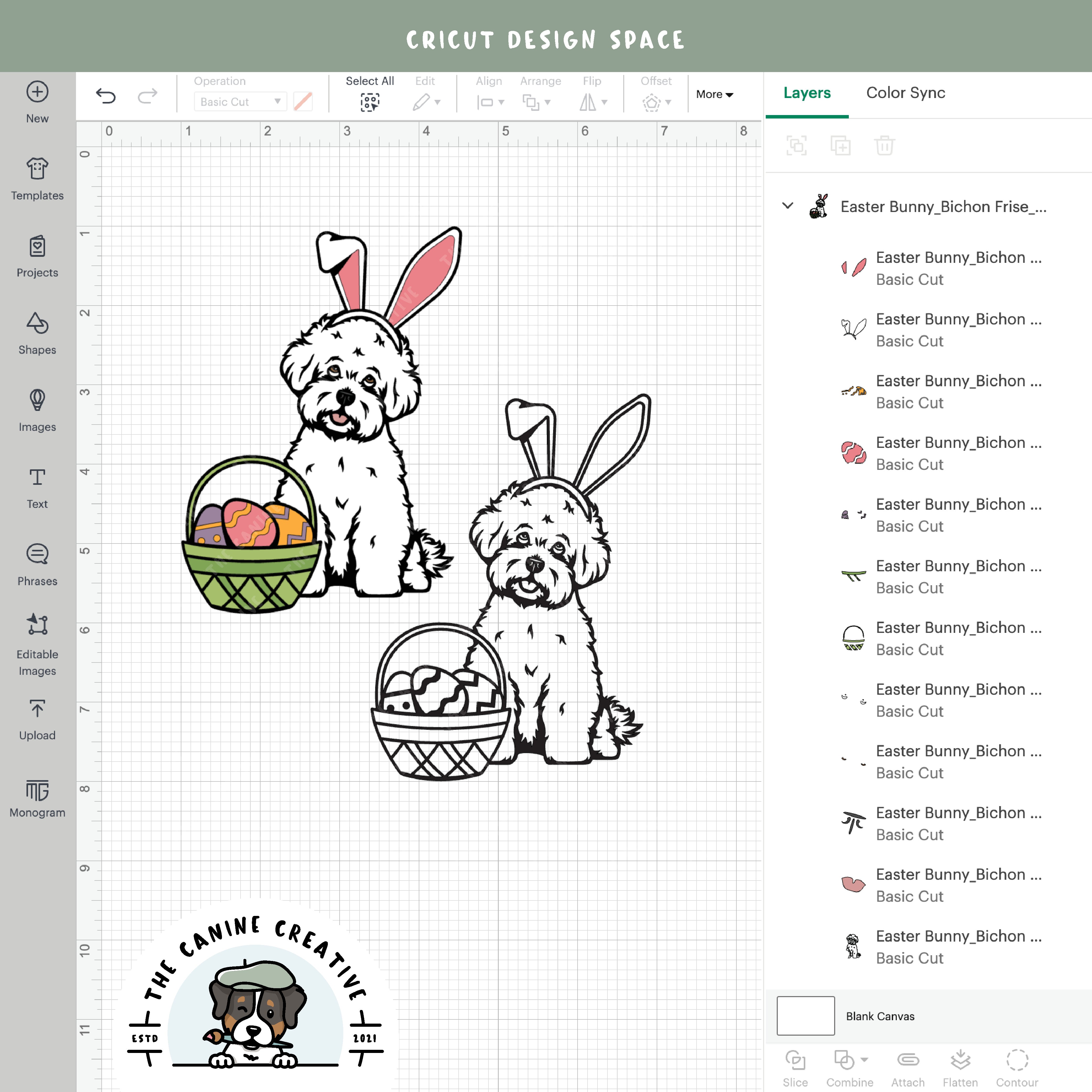 Screenshot showing design layers inside Cricut Design Space.