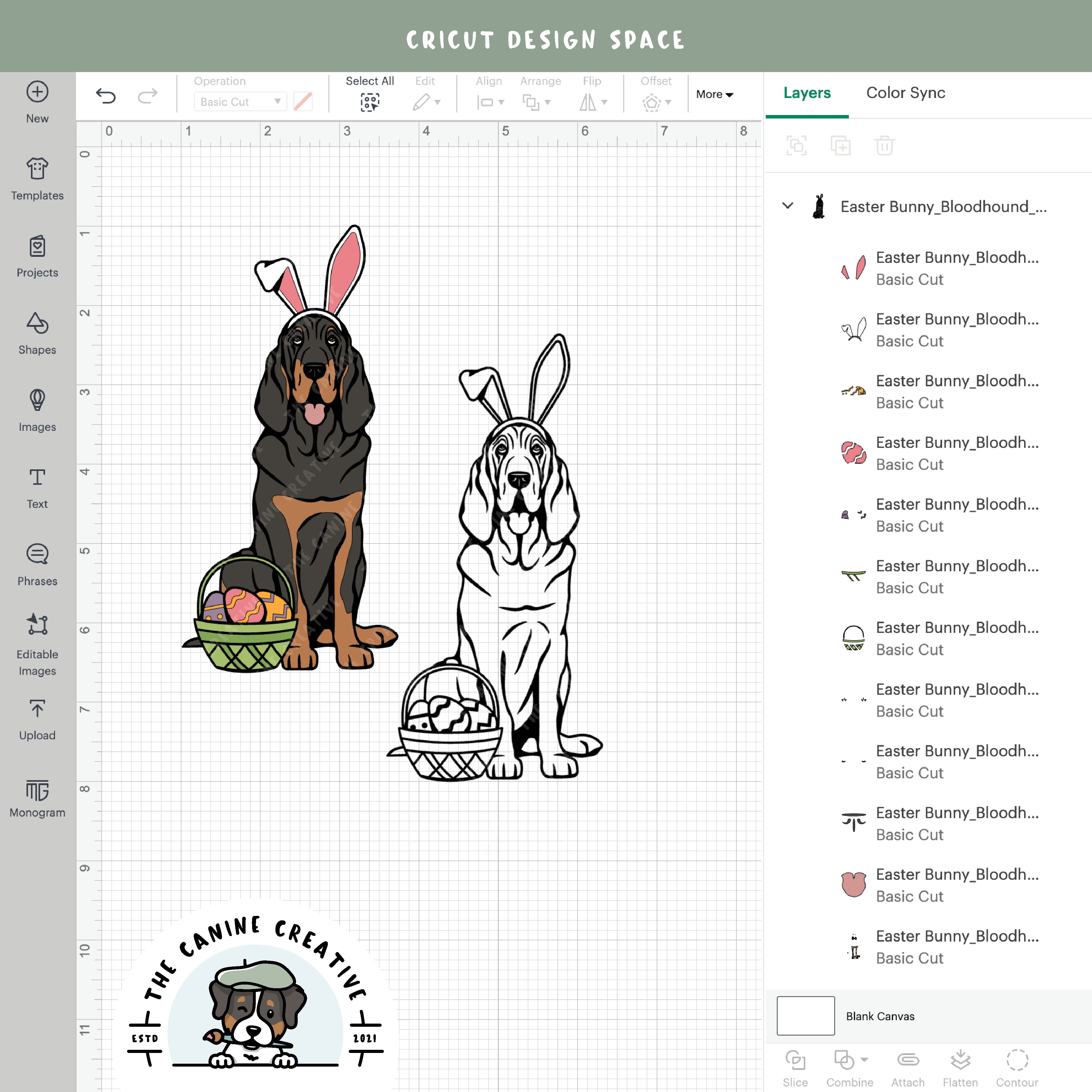 Screenshot showing design layers inside Cricut Design Space.