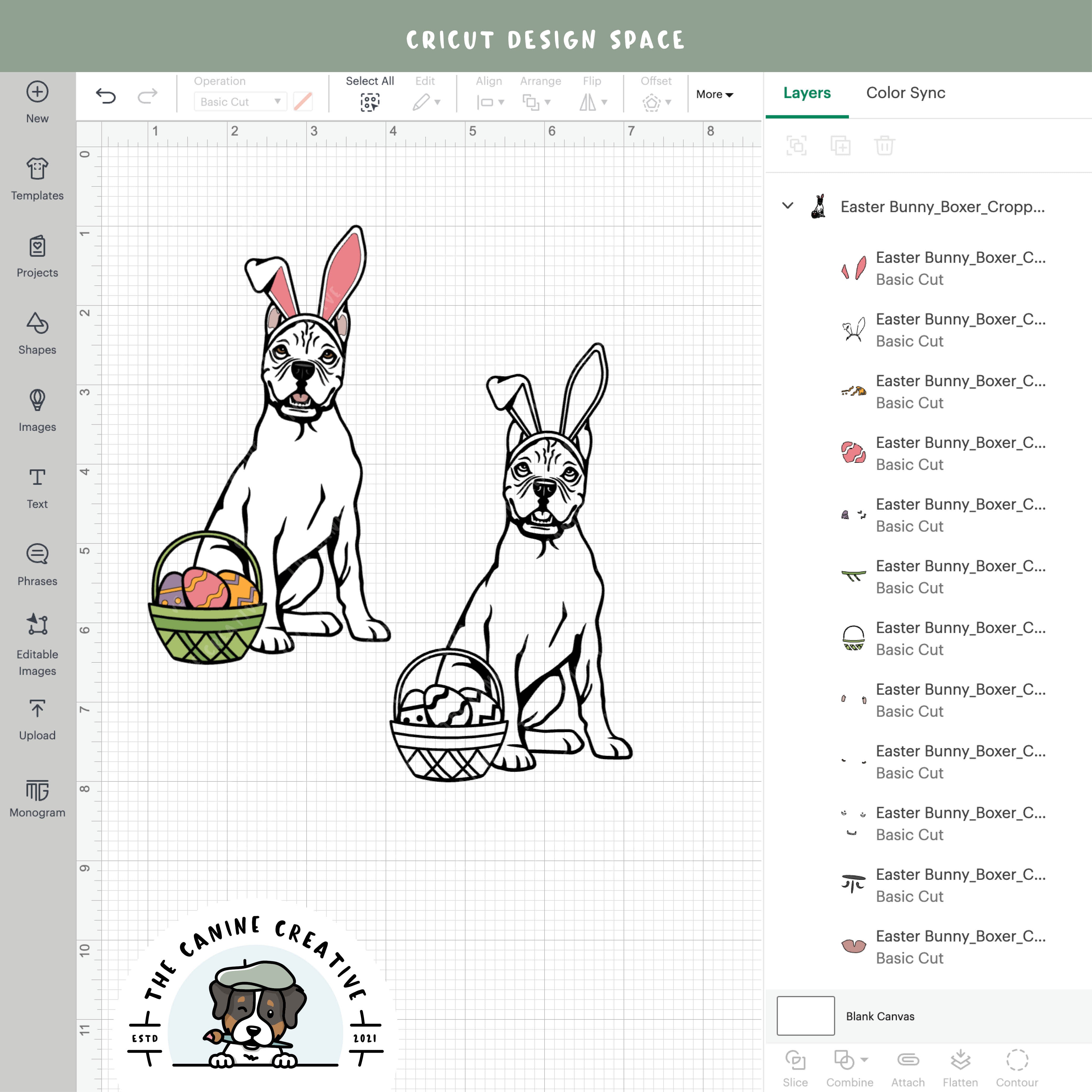 Screenshot showing design layers inside Cricut Design Space.