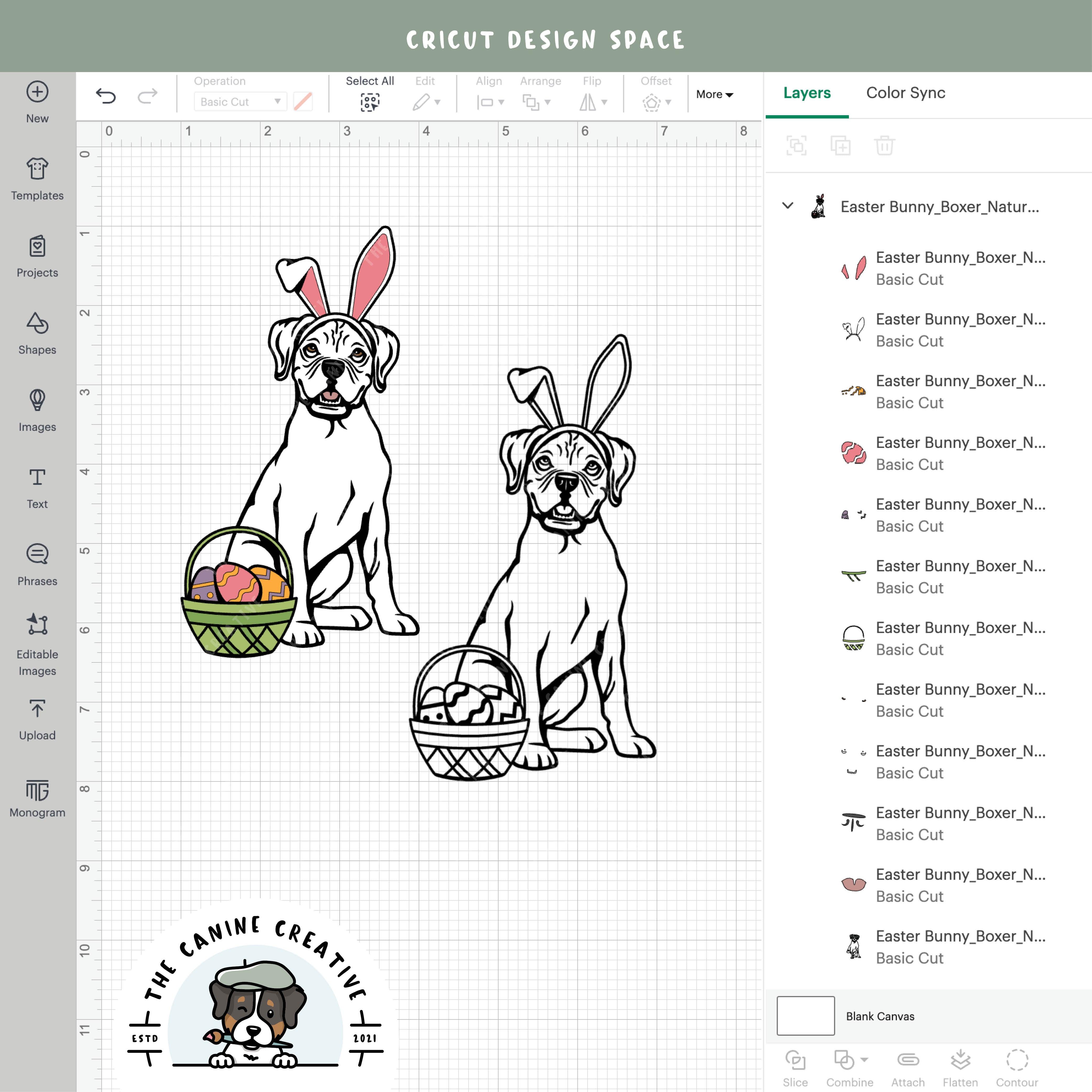 Screenshot showing design layers inside Cricut Design Space.
