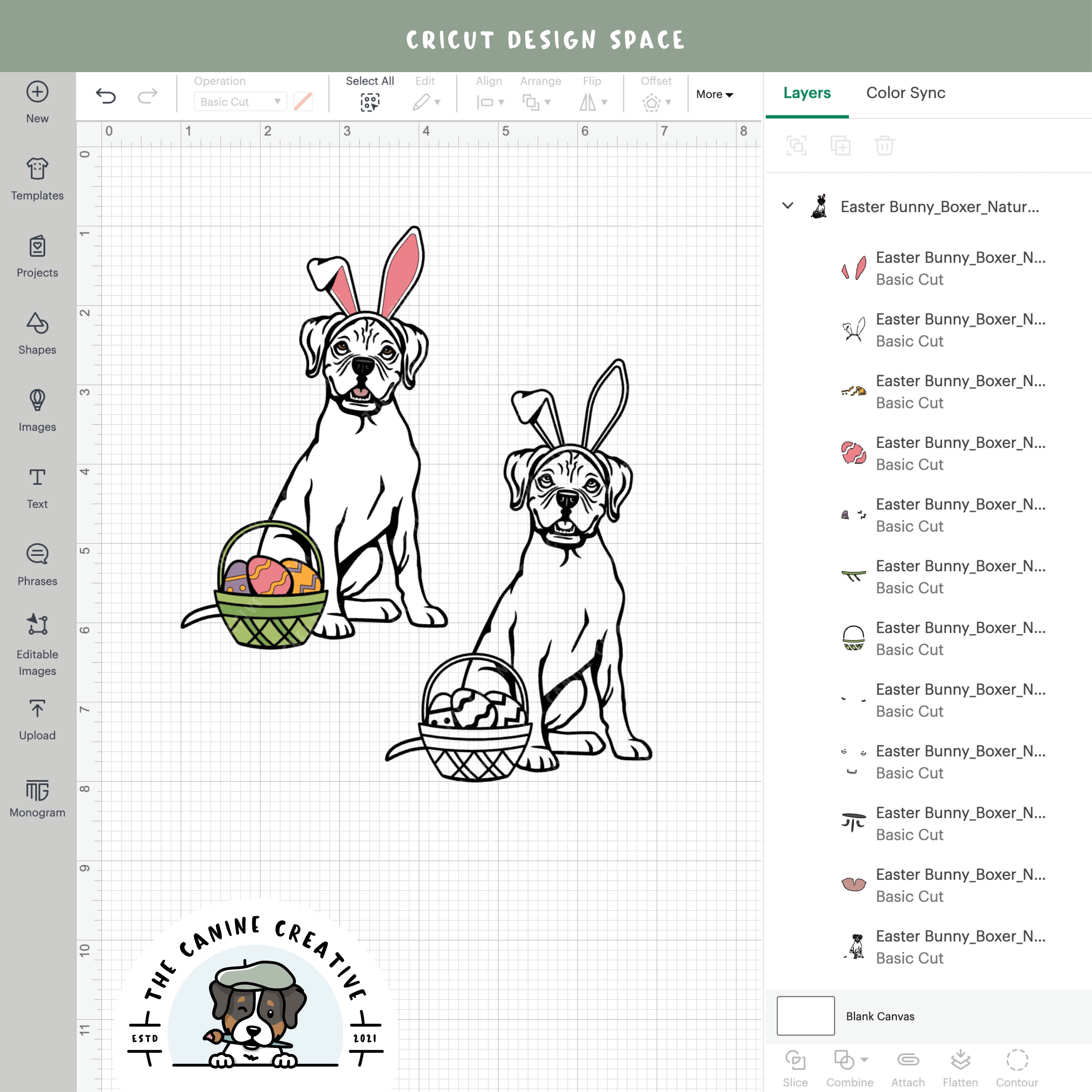 Screenshot showing design layers inside Cricut Design Space.