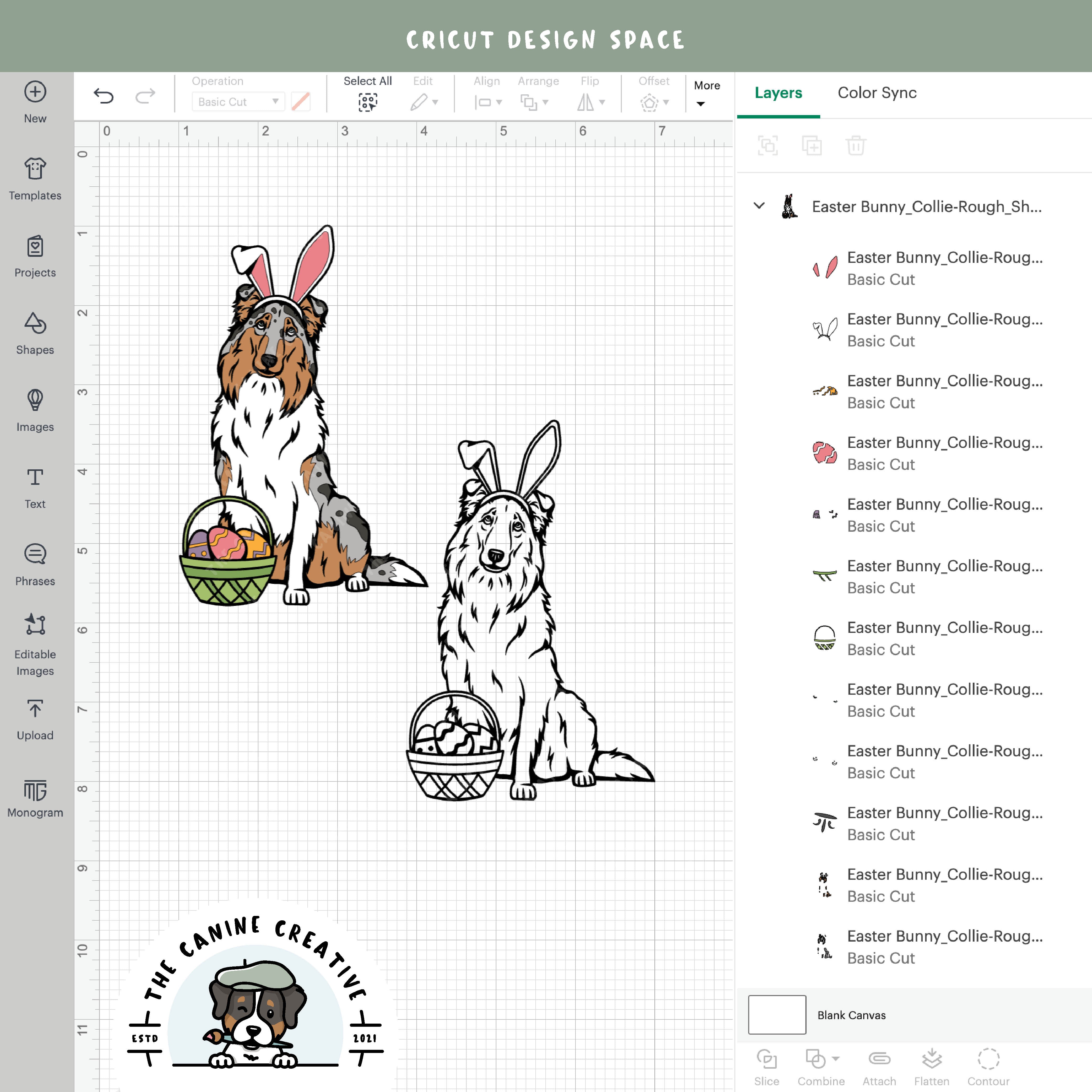 Screenshot showing design layers inside Cricut Design Space.
