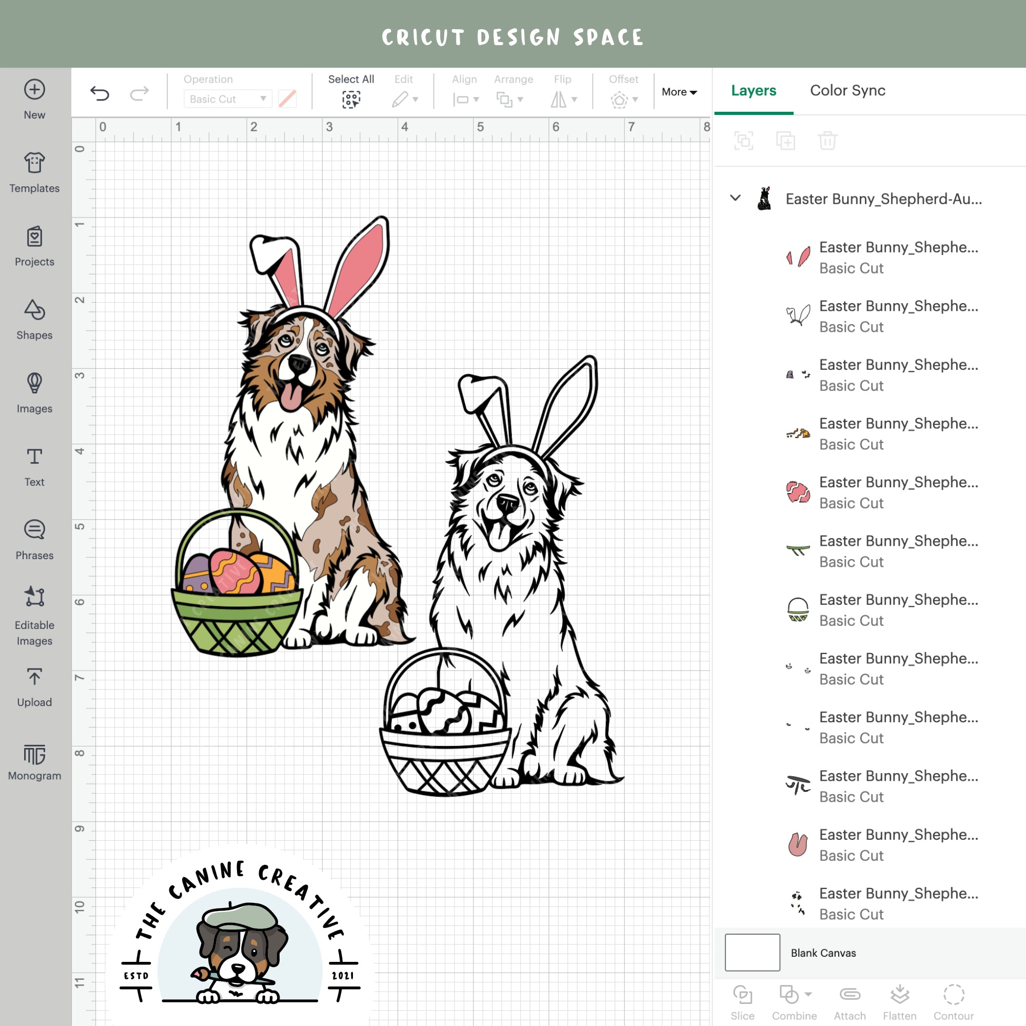 Screenshot showing design layers inside Cricut Design Space.