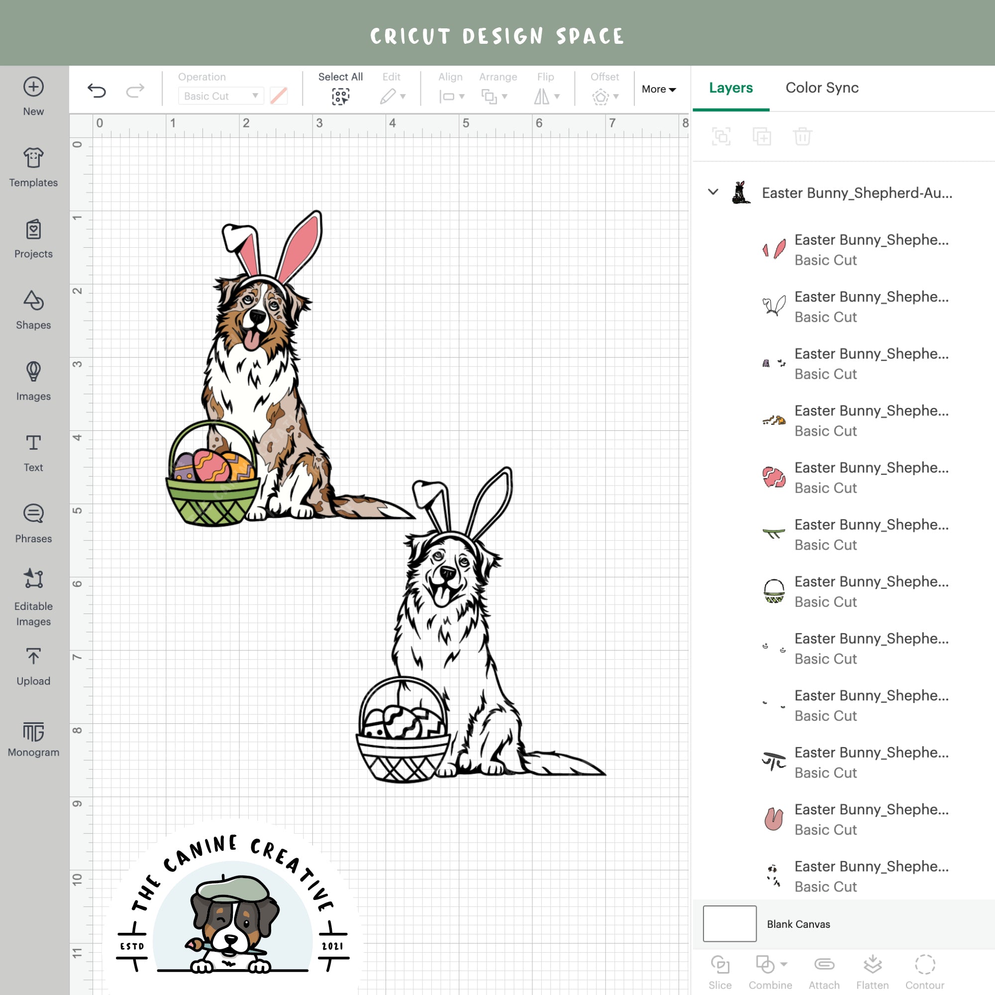 Screenshot showing design layers inside Cricut Design Space.