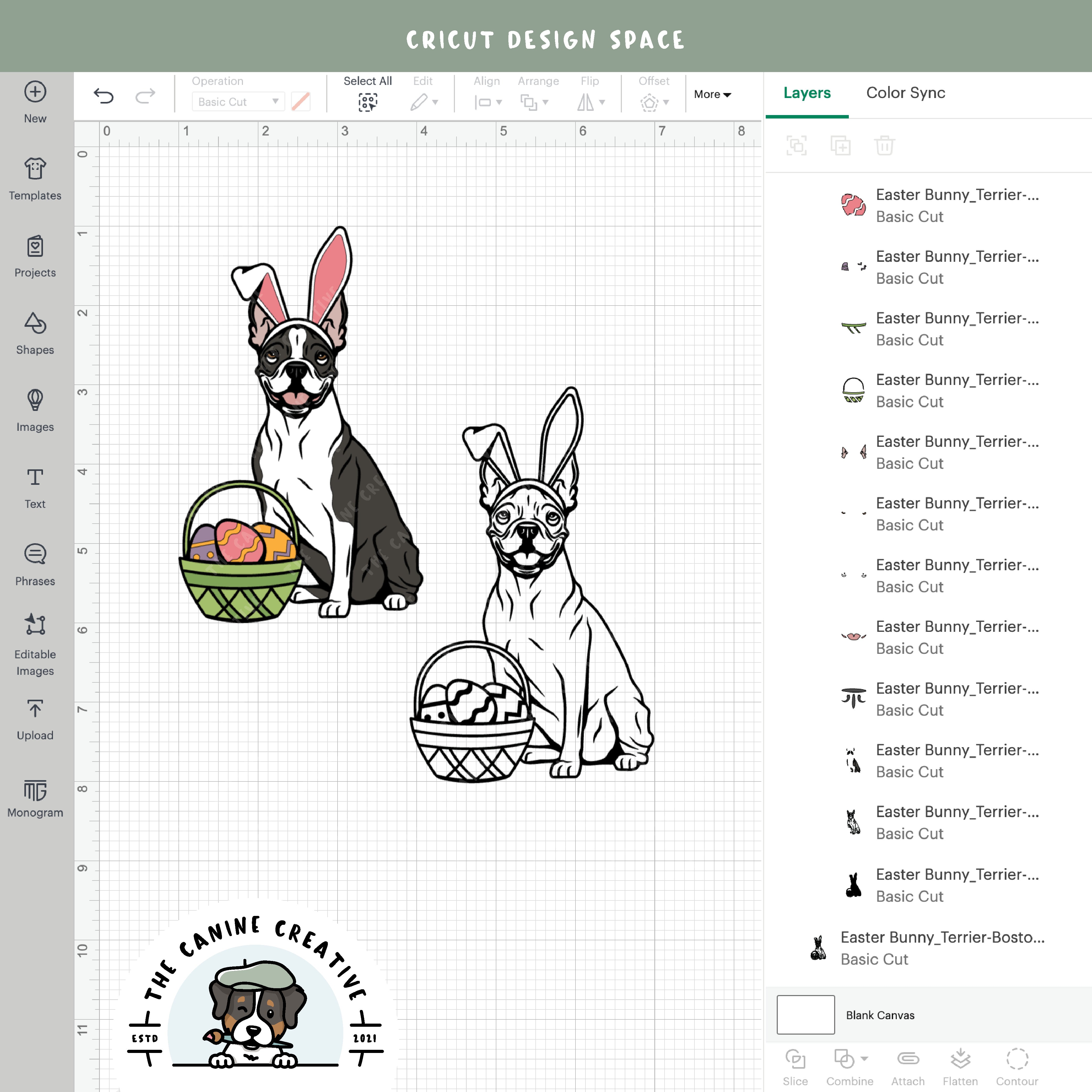Screenshot showing design layers inside Cricut Design Space.