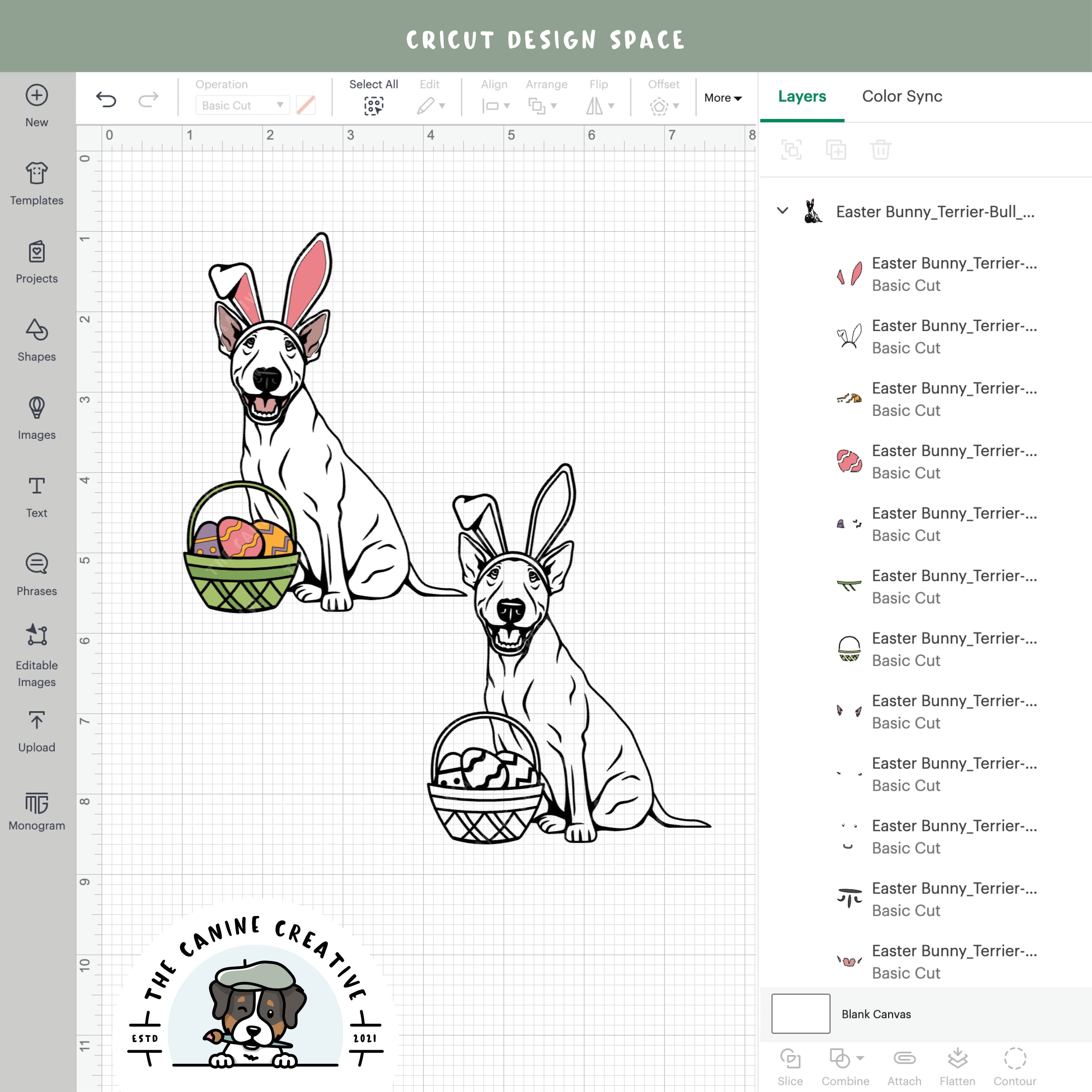 Screenshot showing design layers inside Cricut Design Space.