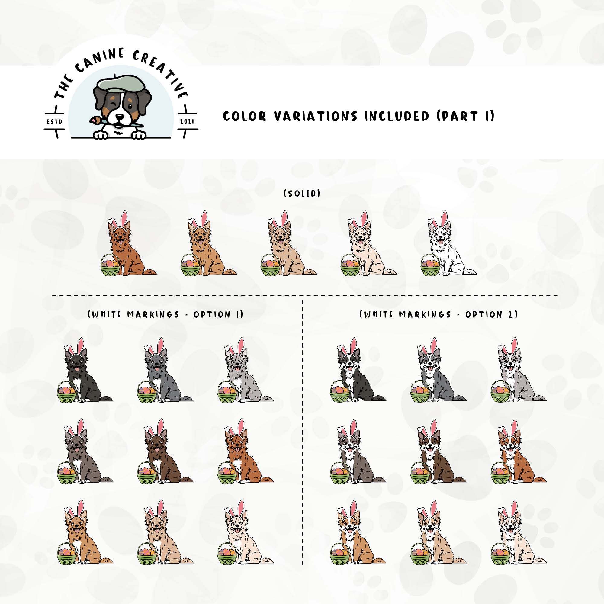 Part 1 of this design set includes common Chihuahua colors, both solid and with white markings.