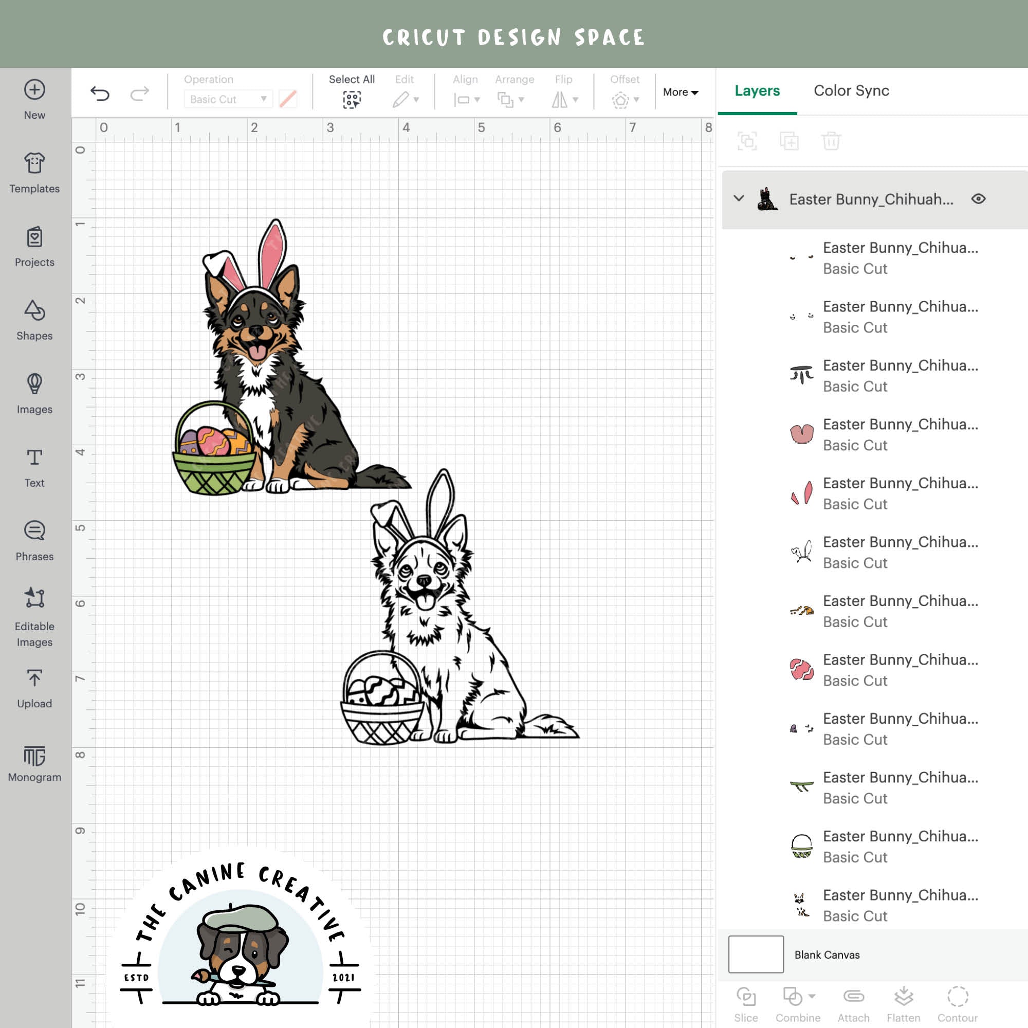 Screenshot showing design layers inside Cricut Design Space.