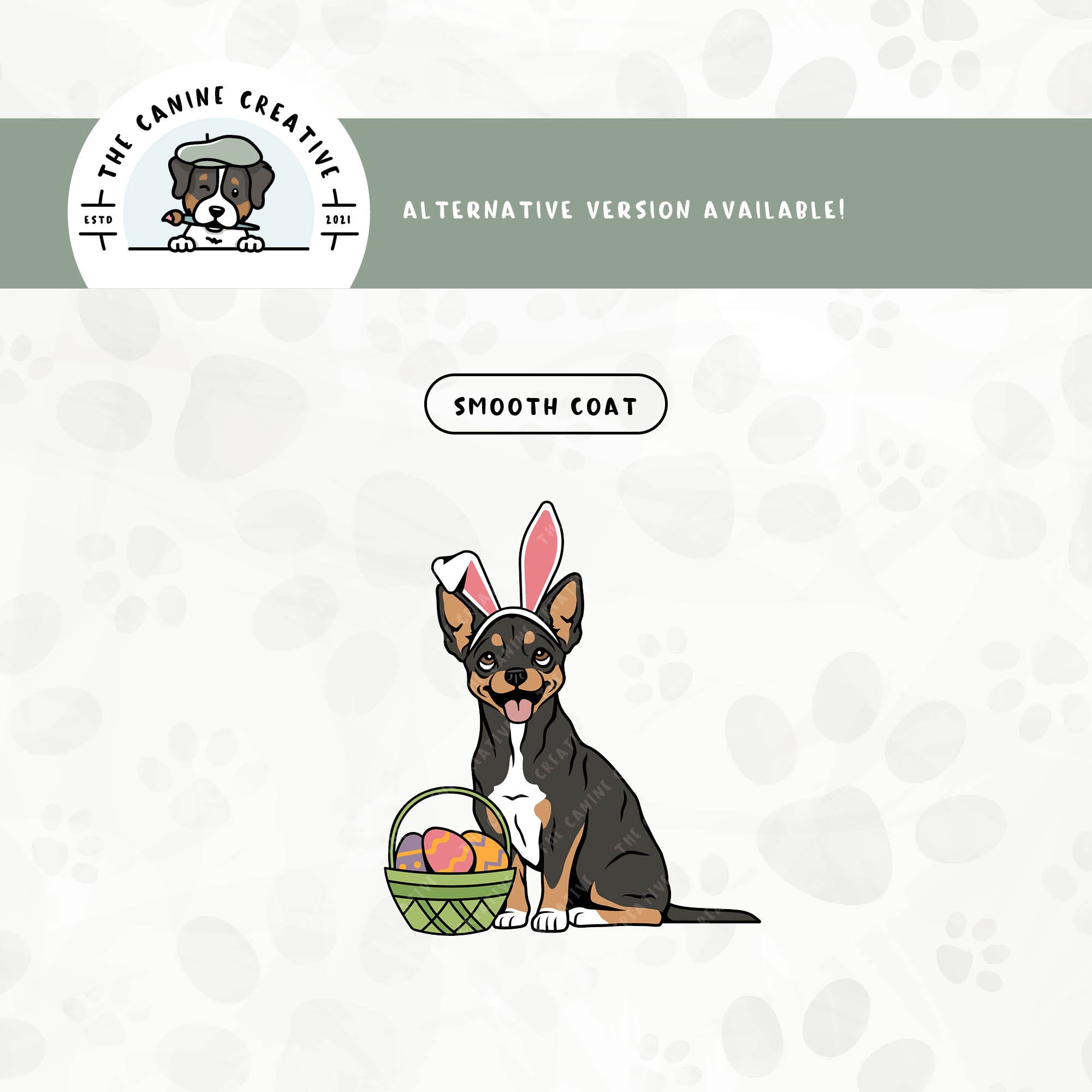 A smooth coat version is also available for this Chihuahua design.