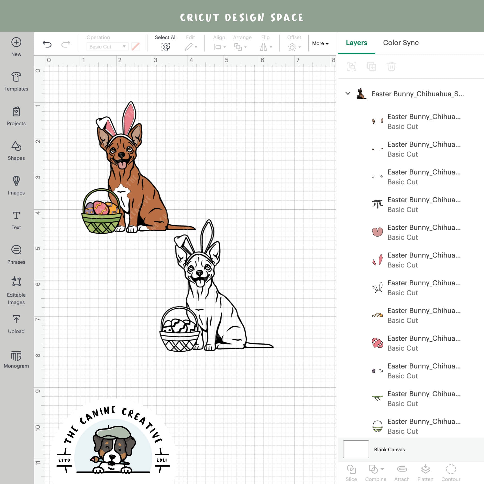Screenshot showing design layers inside Cricut Design Space.