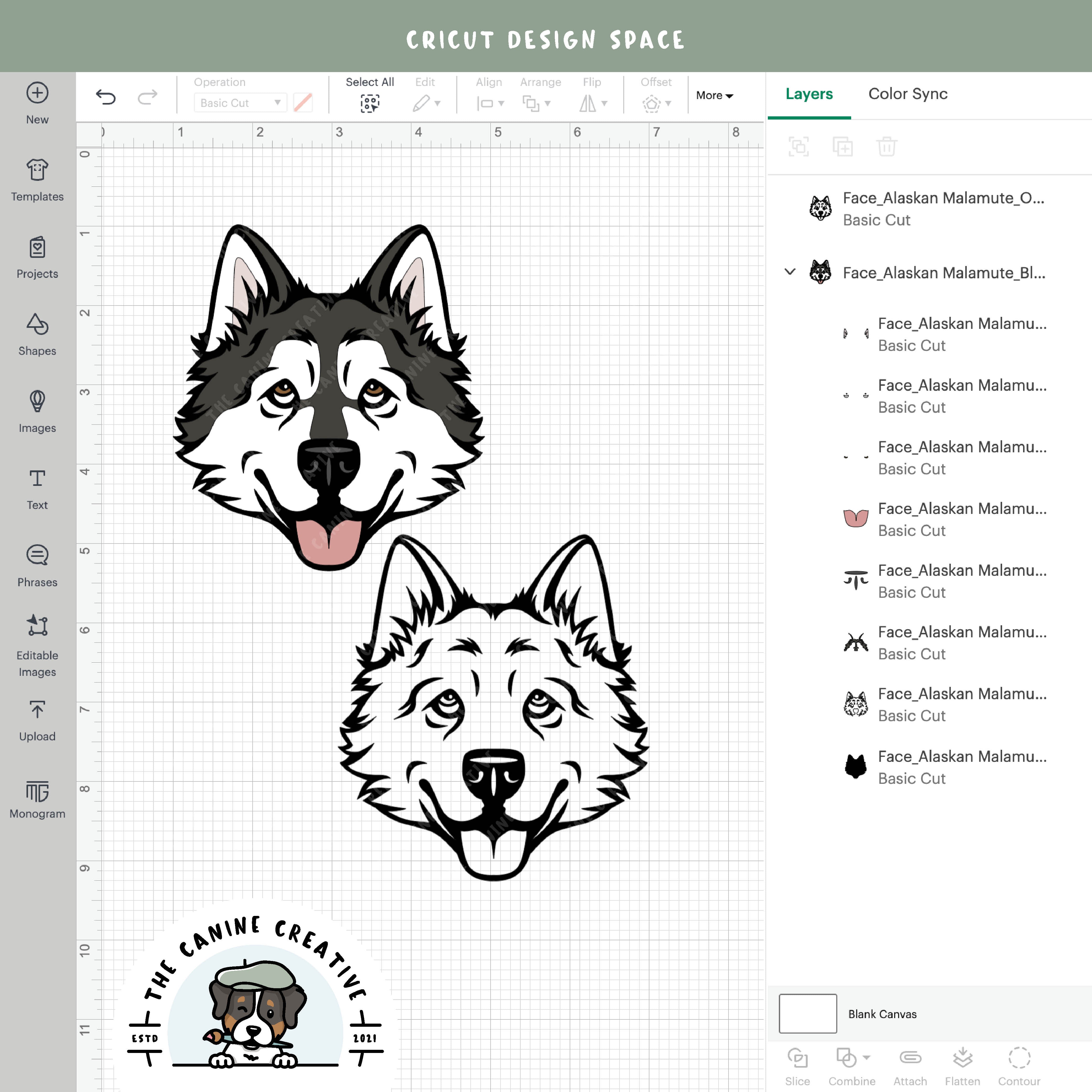 Screenshot showing design layers inside Cricut Design Space.