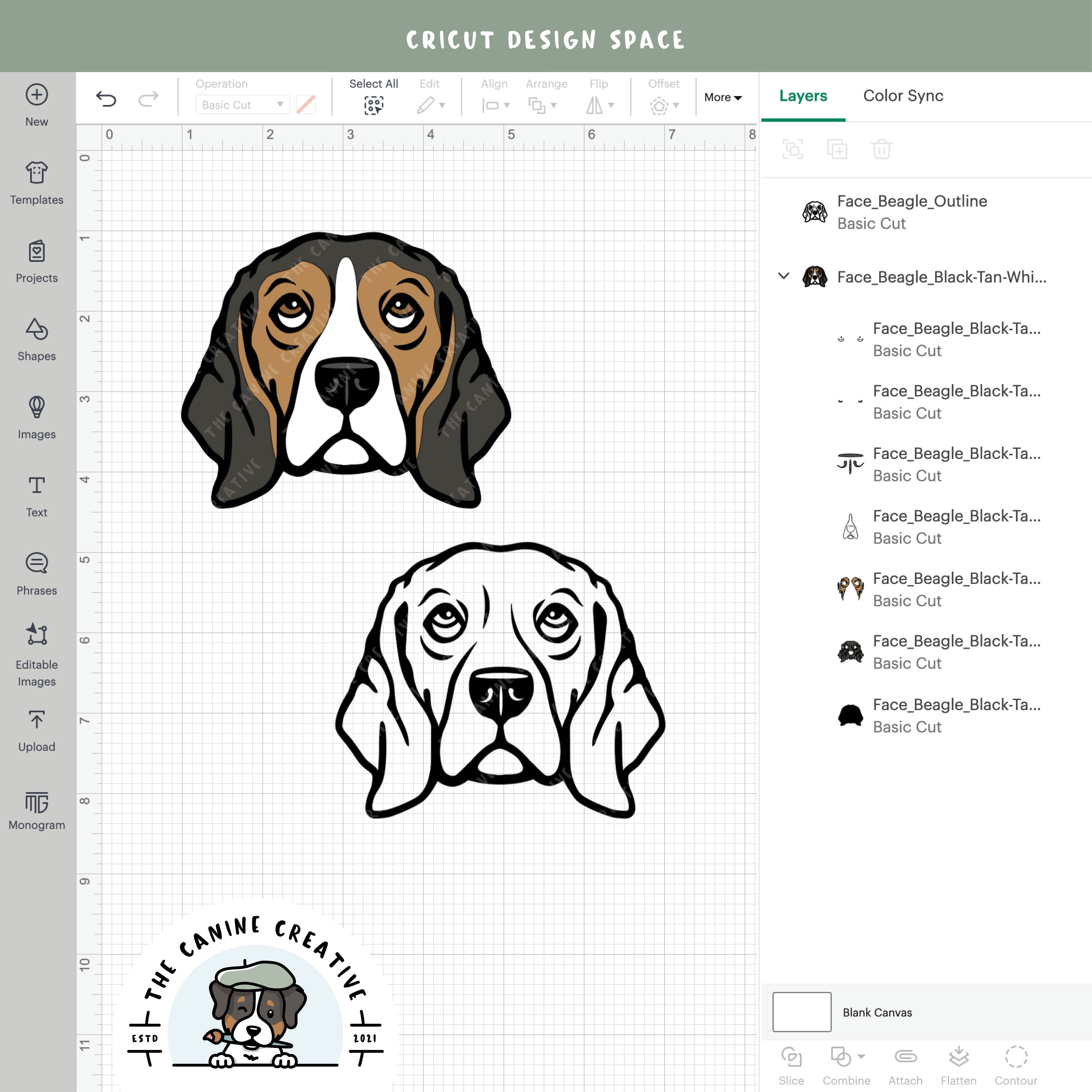 Screenshot showing design layers inside Cricut Design Space.