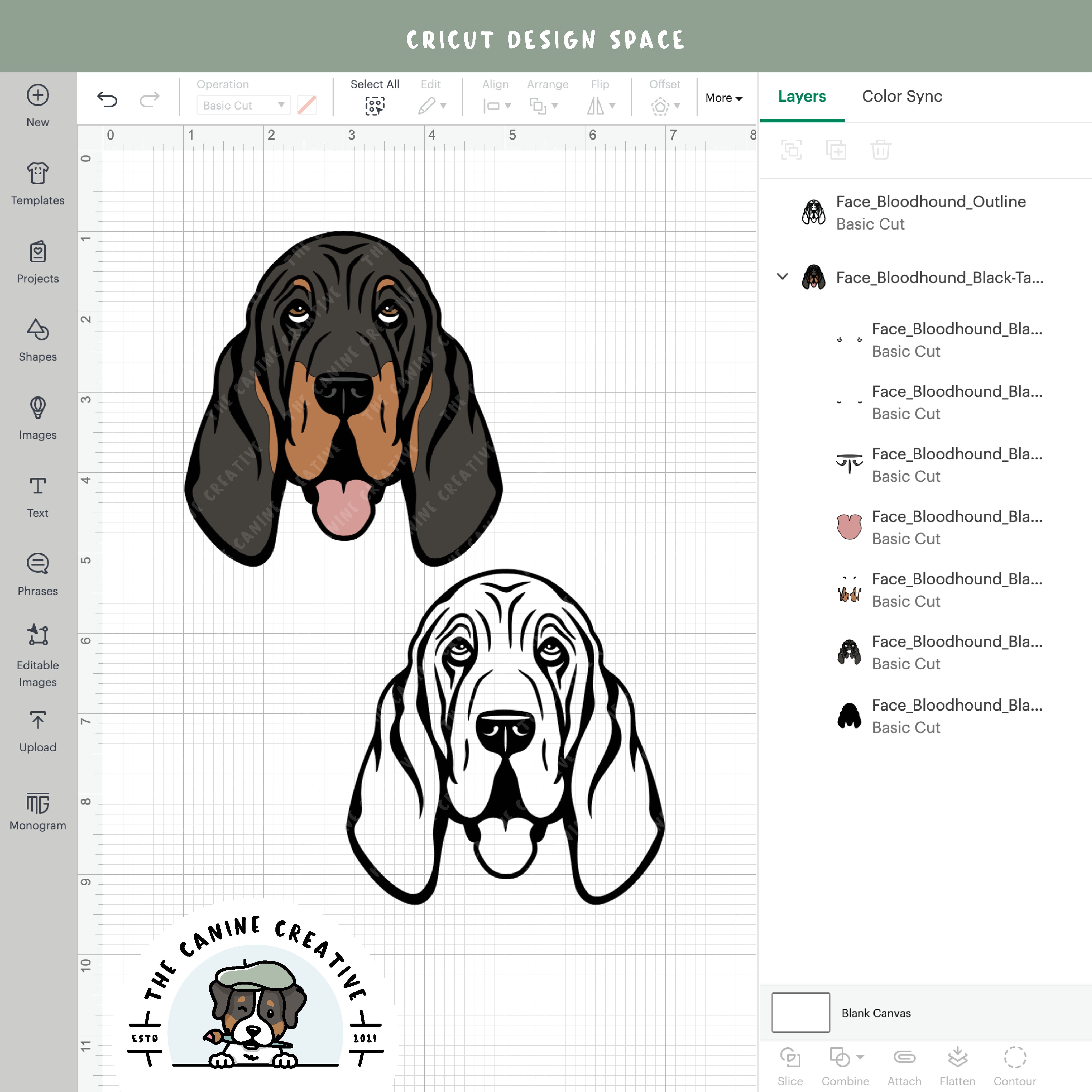 Screenshot showing design layers inside Cricut Design Space.