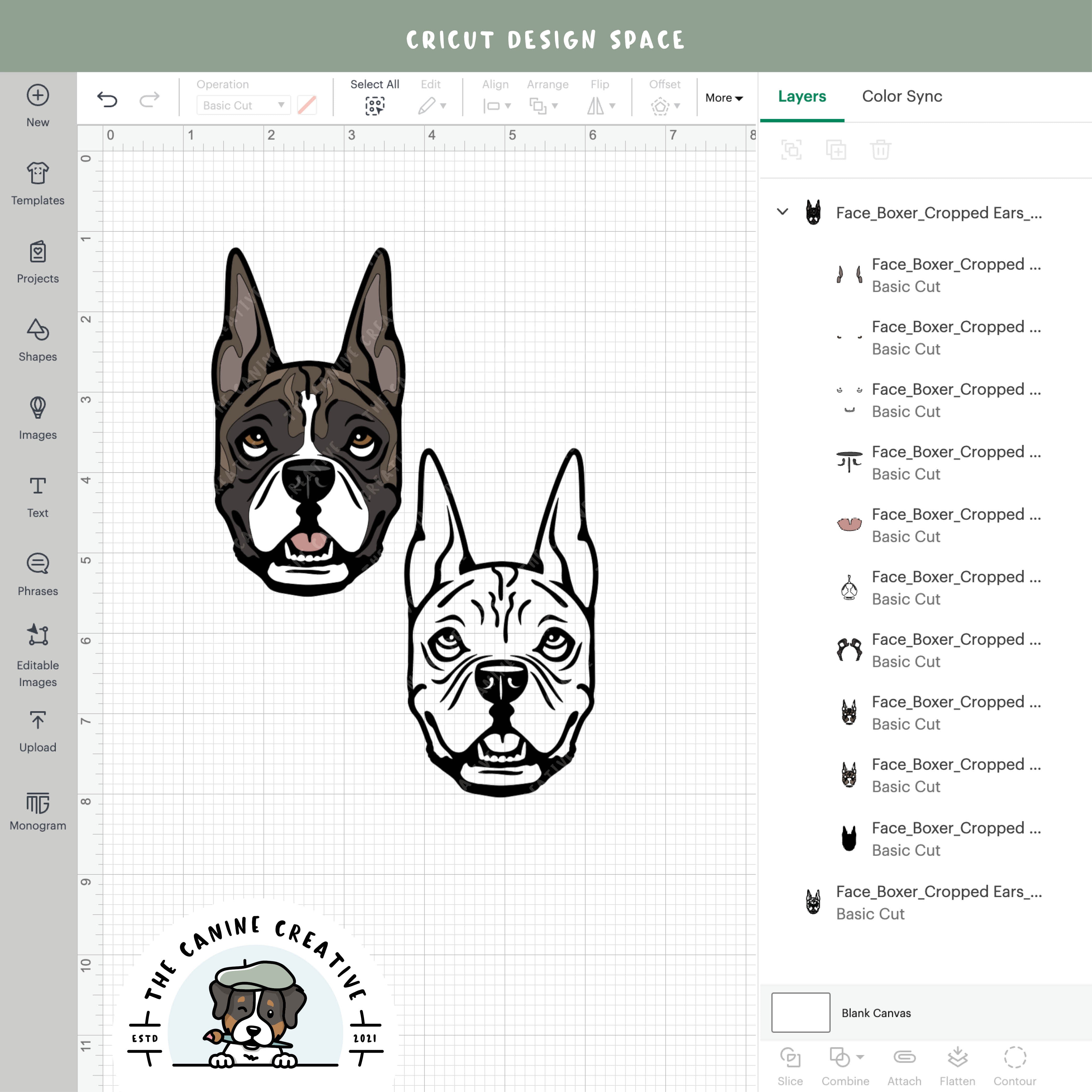 Screenshot showing design layers inside Cricut Design Space.