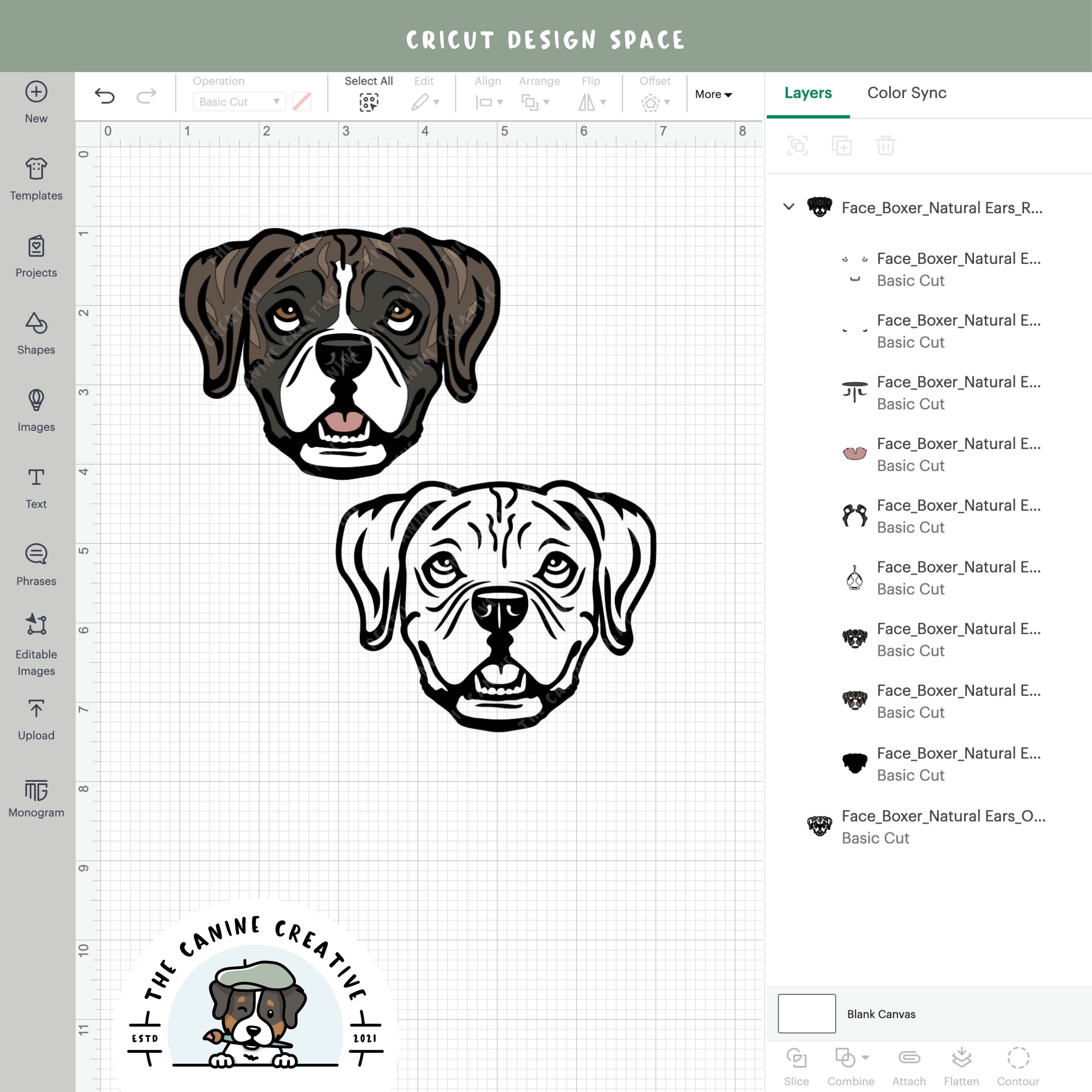Screenshot showing design layers inside Cricut Design Space.