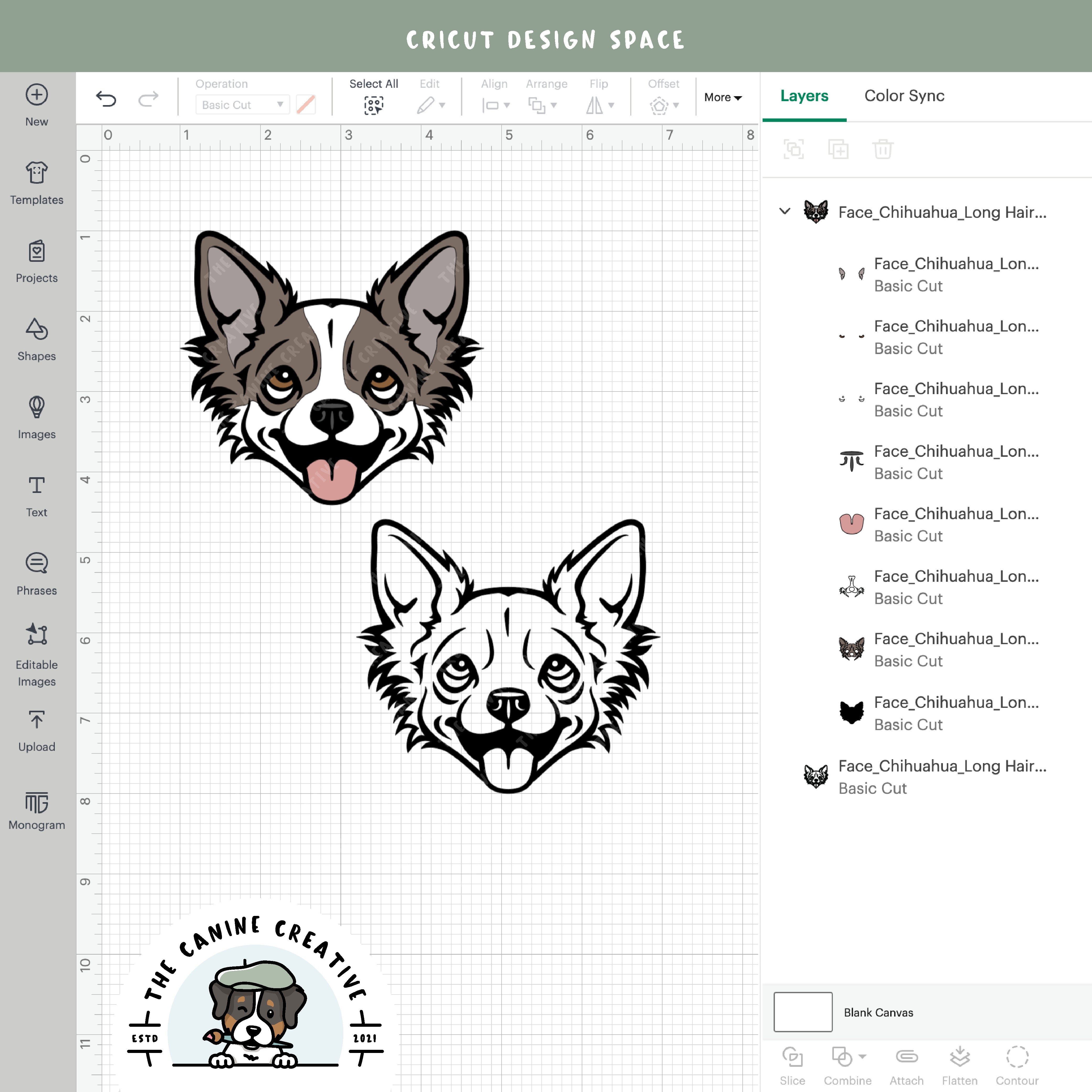 Screenshot showing design layers inside Cricut Design Space.