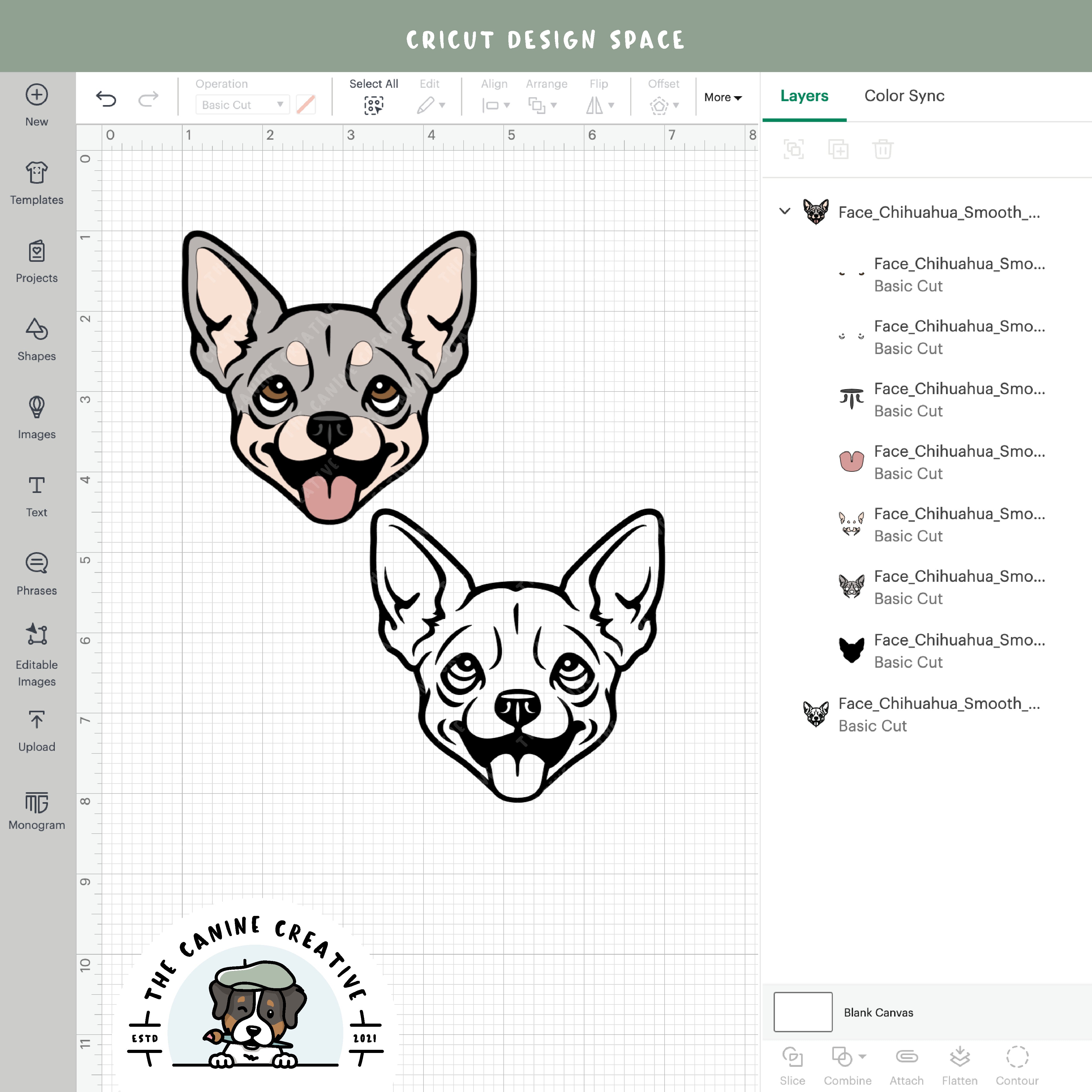 Screenshot showing design layers inside Cricut Design Space.
