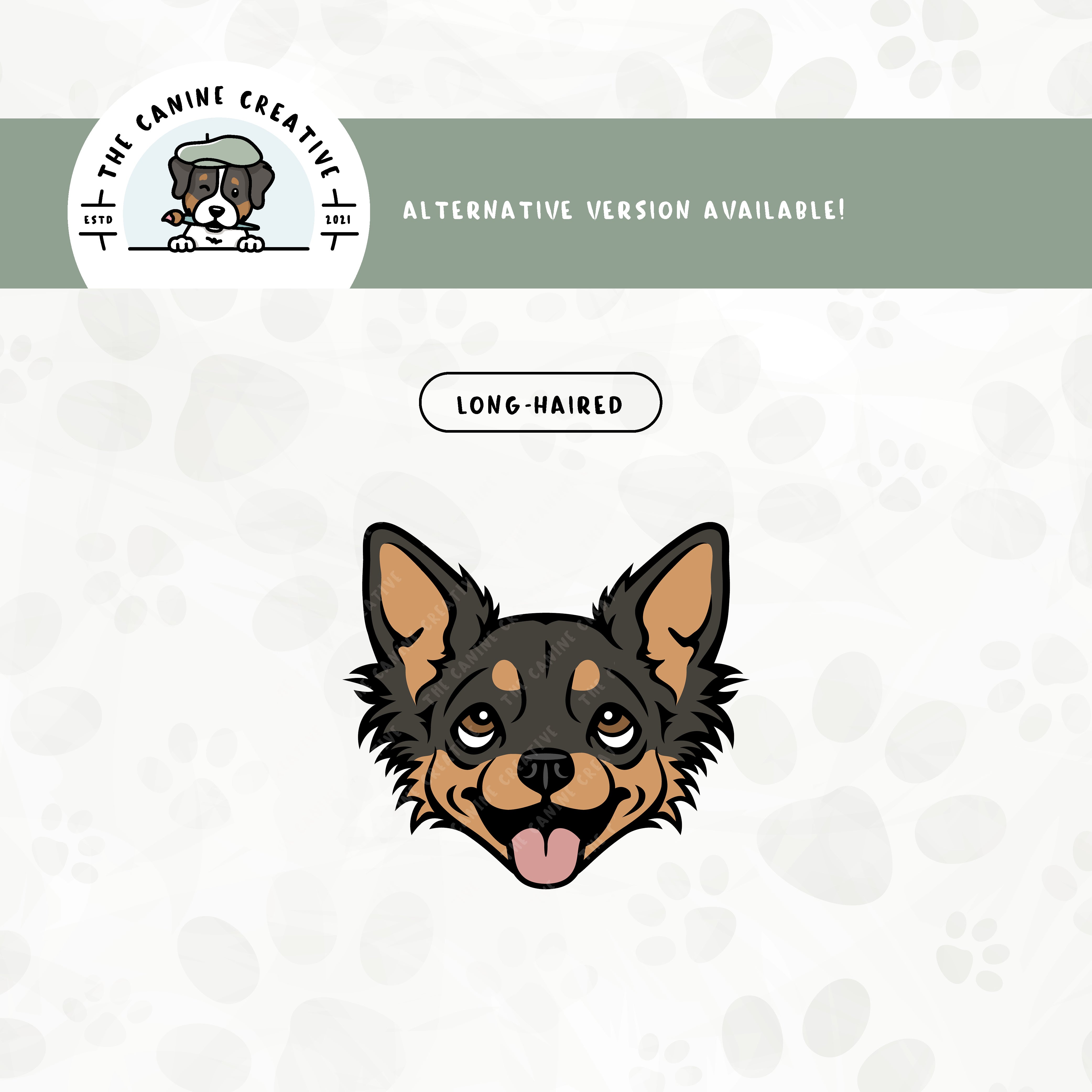 A long haired version is also available for this Chihuahua face design.